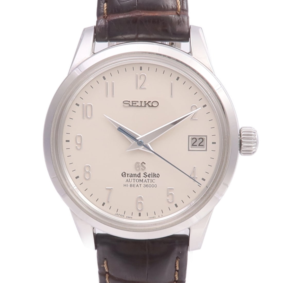 SBGH013 Stainless Steel Automatic Wristwatch with Beige Dial by Seiko: SBGH013 Stainless Steel Automatic Wristwatch with Beige Dial by Seiko This SEIKO Hi-Beat 36000 SBGH013 is a men's automatic wristwatch crafted from stainless steel. It features a beige dial, matching 