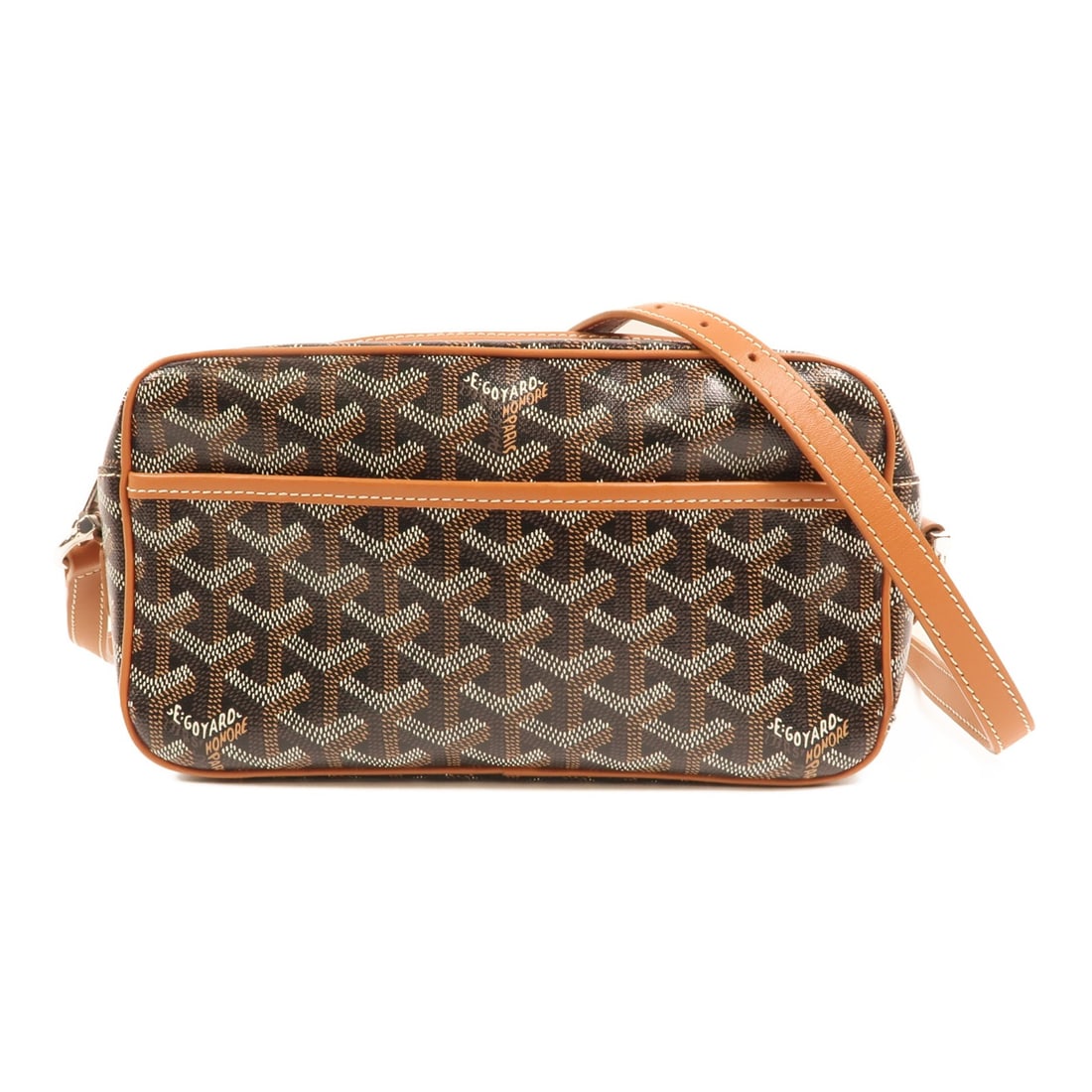 Goyard Cap Vert PM Black Coated Canvas Small Shoulder Bag with Silver Hardware: Goyard Cap Vert PM Black Coated Canvas Small Shoulder Bag with Silver Hardware This Goyard Cap Vert PM shoulder bag features a black PVC coated canvas exterior with brown accents. Designed for women, 