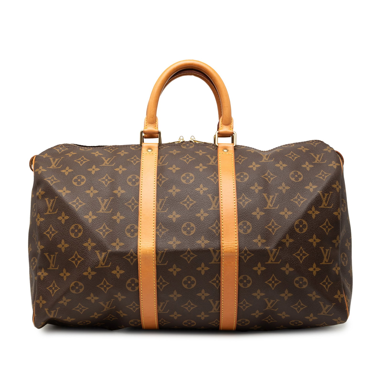 Louis Vuitton Keepall 45 Brown Monogram Canvas Travel Bag with Leather Trim (1 of 7)