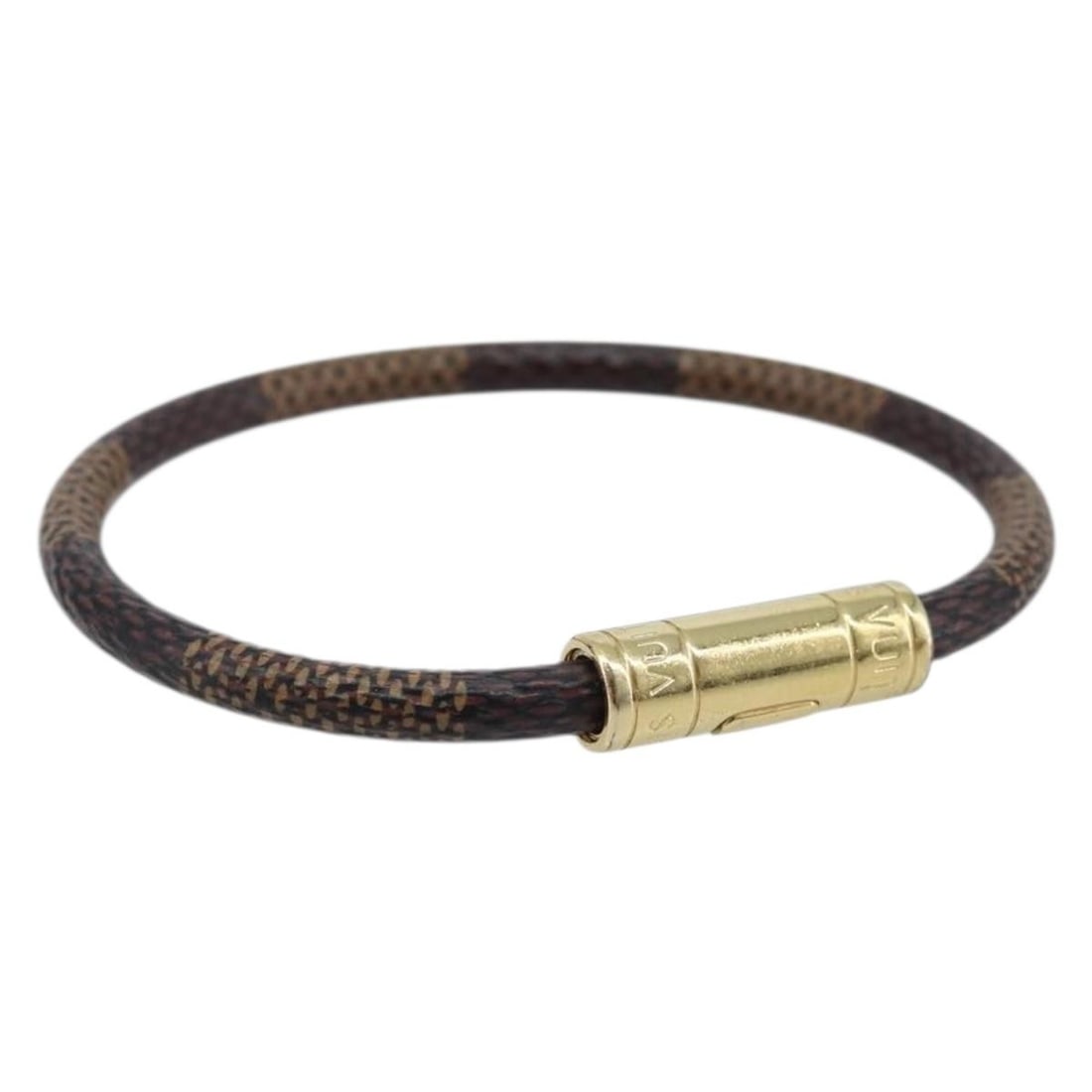 Louis Vuitton Keep It Bracelet Damier Ebene Canvas M8137F with Box: Louis Vuitton Keep It Bracelet Damier Ebene Canvas M8137F with Box This Louis Vuitton Keep It Bracelet features the iconic Damier Ebene canvas in a stylish design for women. The bracelet is crafted in