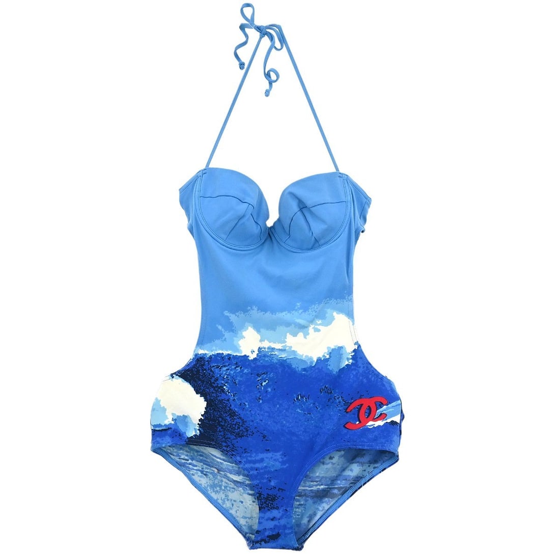 Chanel Surf Line Blue Swimsuit Size 40 Dress: Chanel Surf Line Blue Swimsuit Size 40 Dress This stylish Chanel Surf Line swimsuit in a vibrant blue color is perfect for beach outings and poolside lounging. Crafted from a comfortable blend of 92% 