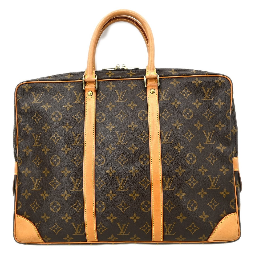 Louis Vuitton Monogram Porte-Documents Voyage Brown Canvas Leather Handbag M53361 (1 of 16)