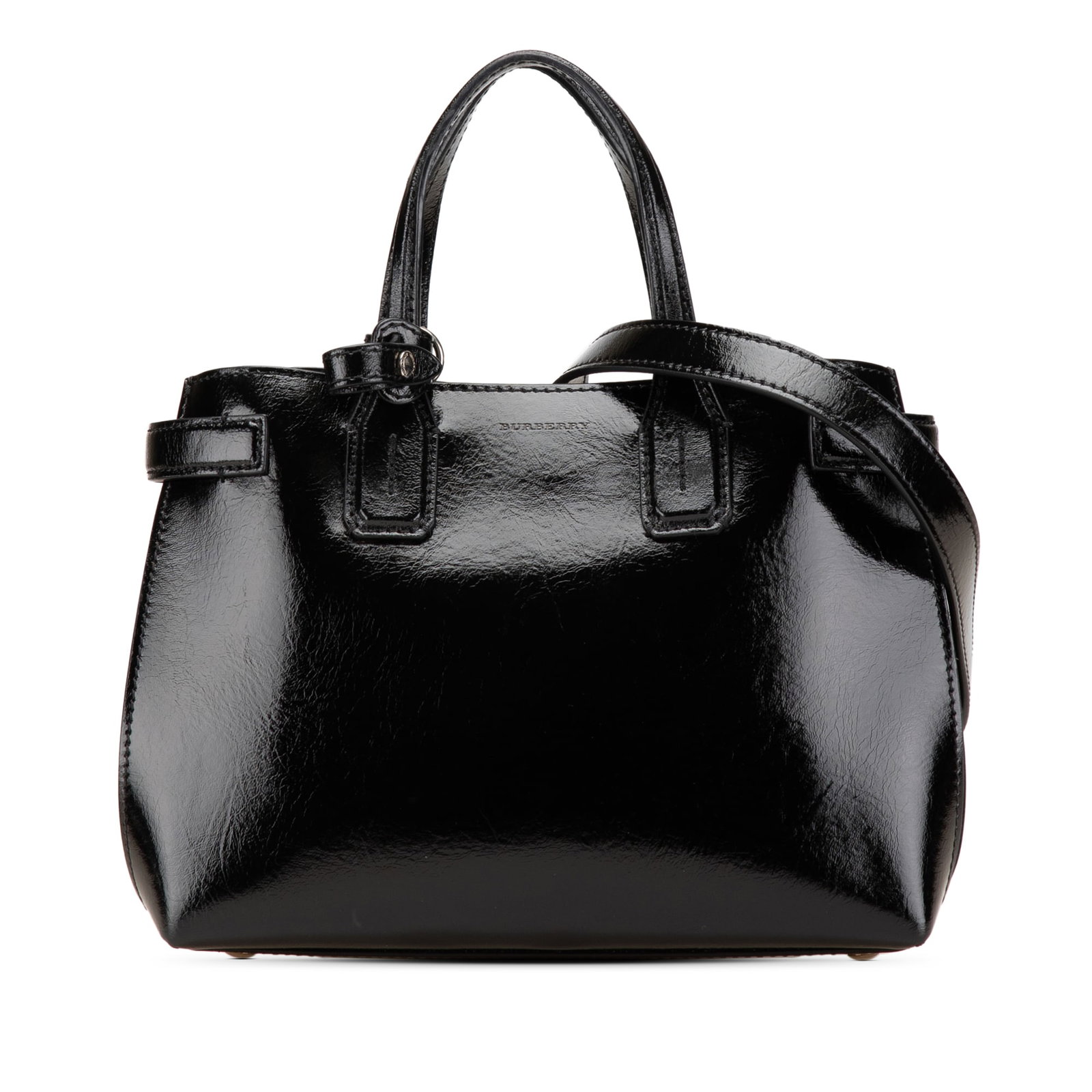 Burberry Small Soft Calfskin Banner Satchel Black Leather Bag: Burberry Small Soft Calfskin Banner Satchel Black Leather Bag Introducing the Burberry Small Soft Calfskin Banner Satchel, a timeless accessory crafted from high-quality leather. This chic bag feature