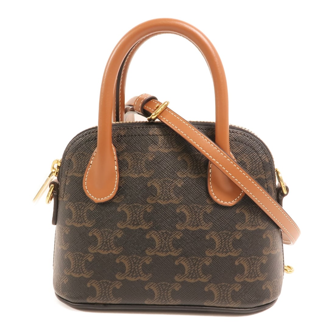 Celine Mini Honorine Brown Coated Canvas Two Way Shoulder Bag Gold Hardware (1 of 15)