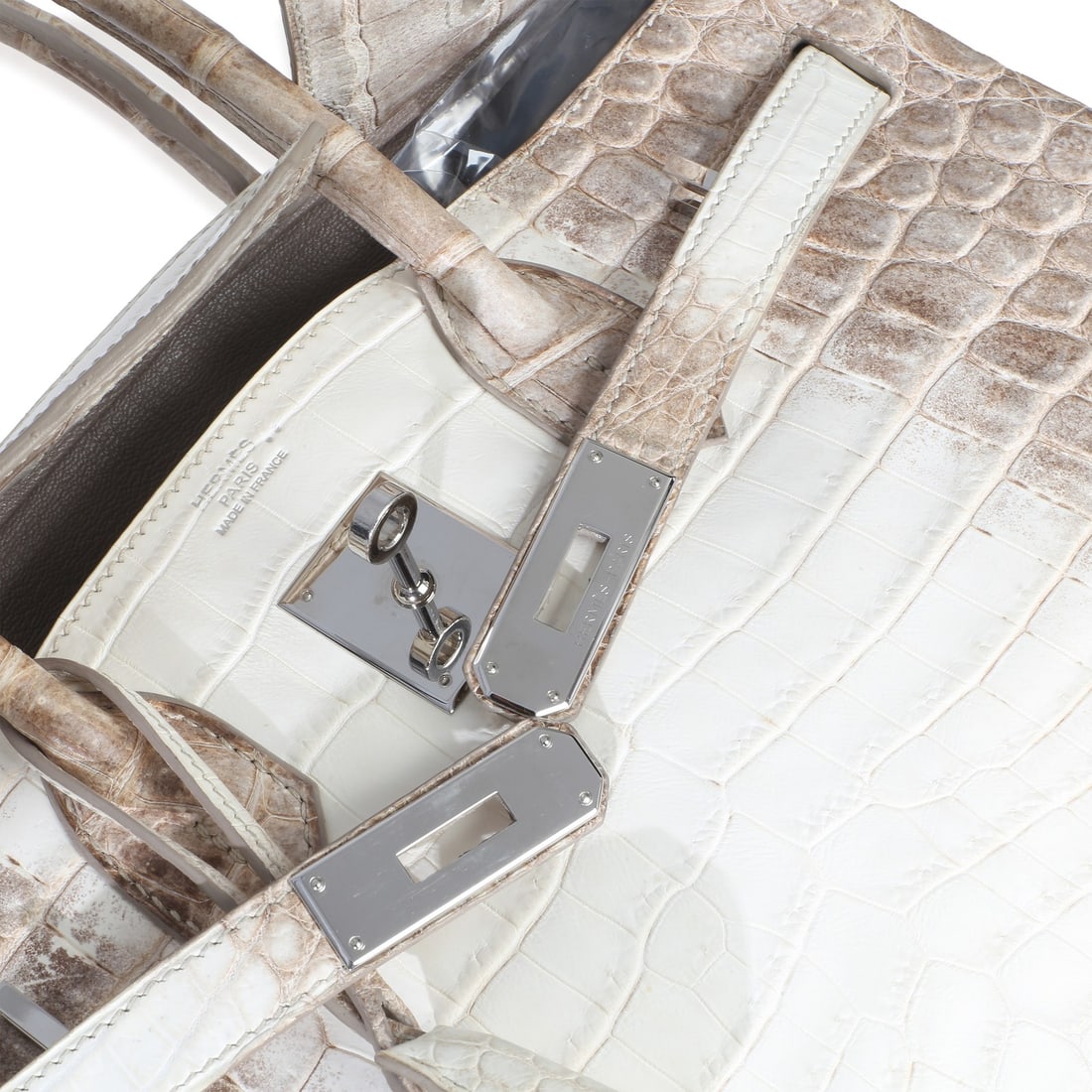 Hermes Birkin 30 Blanc Matte Niloticus Crocodile Silver Hardware Top Handle Bag - 6