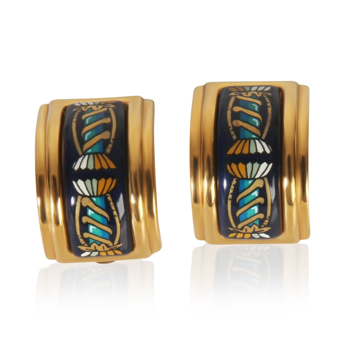 Vintage Gold Plated Clip On Earrings by Hermes with Original Box (1 of 4)