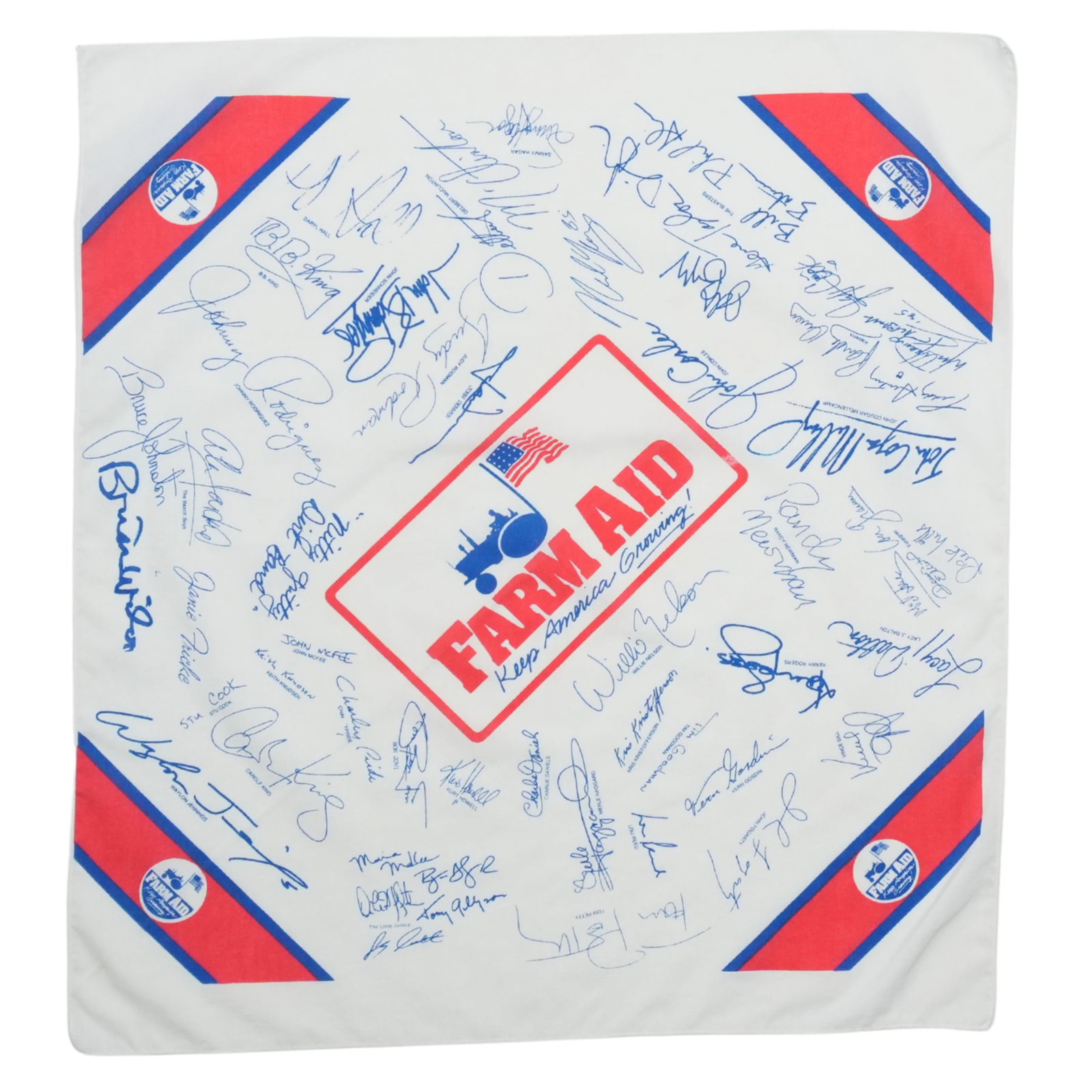 Vintage 1985 Farm Aid Concert Bandana Featuring Willie Nelson (1 of 2)