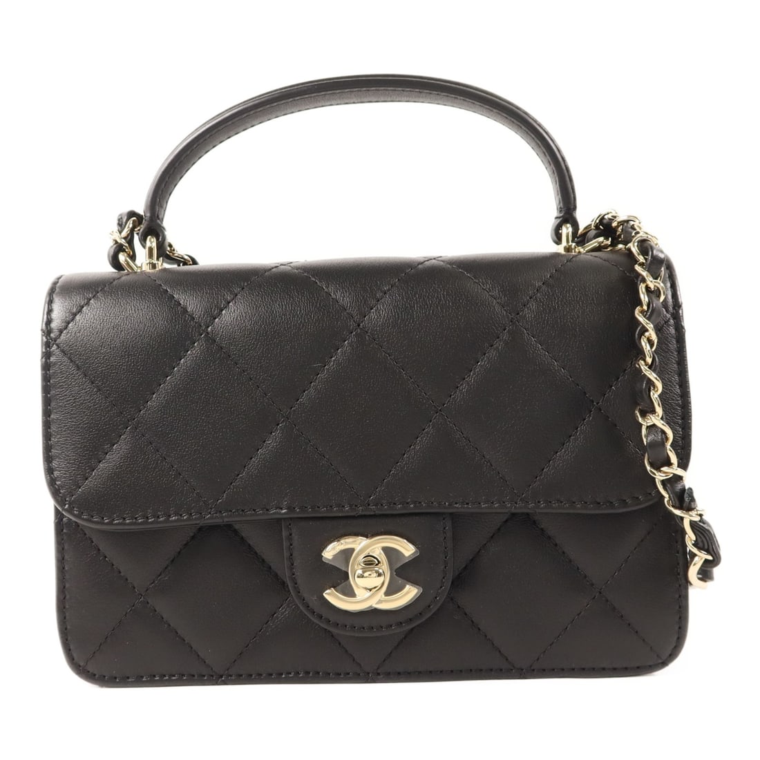 Black Calfskin Chanel Co Co Lady 2-Way Flap Shoulder Bag AS2431 (1 of 14)