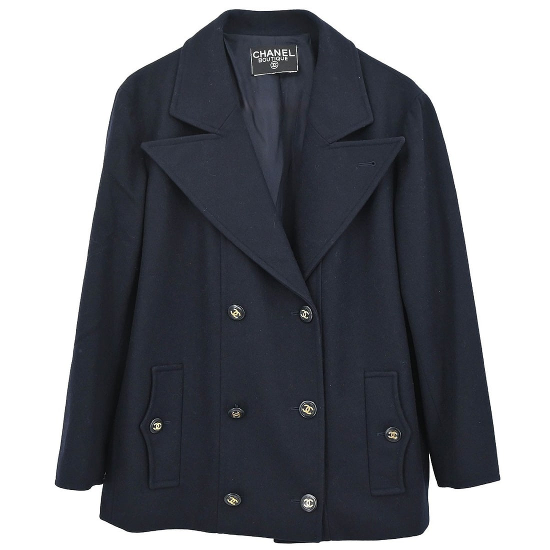Navy Double Breasted Collared Jacket by Chanel for Women (1 of 11)