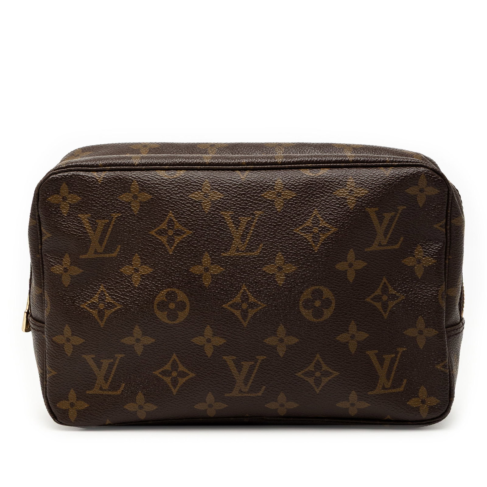 Louis Vuitton Toiletry Pouch Monogram Canvas Model 23 Brown: Louis Vuitton Toiletry Pouch Monogram Canvas Model 23 Brown This Louis Vuitton Monogram Trousse Toilette 23 features the iconic monogram canvas exterior, a top zip closure, and an interior slip pocket