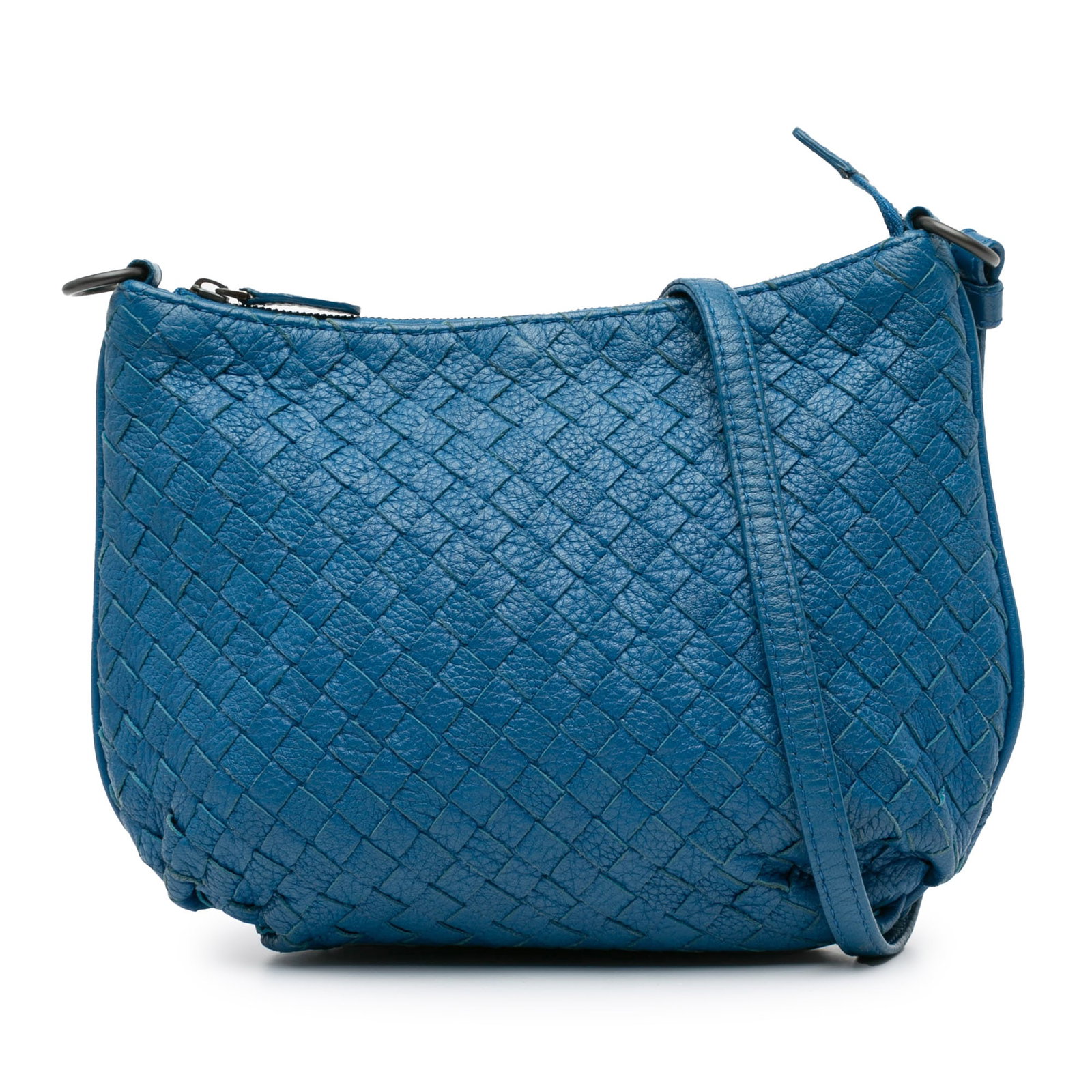 Blue Leather Nappa Intrecciato Crossbody Bag by Bottega Veneta (1 of 9)