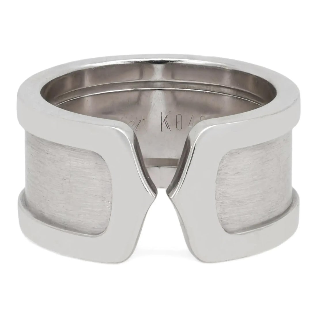 18k White Gold Cartier C Cuff Open Band Ring Size 51 (1 of 5)