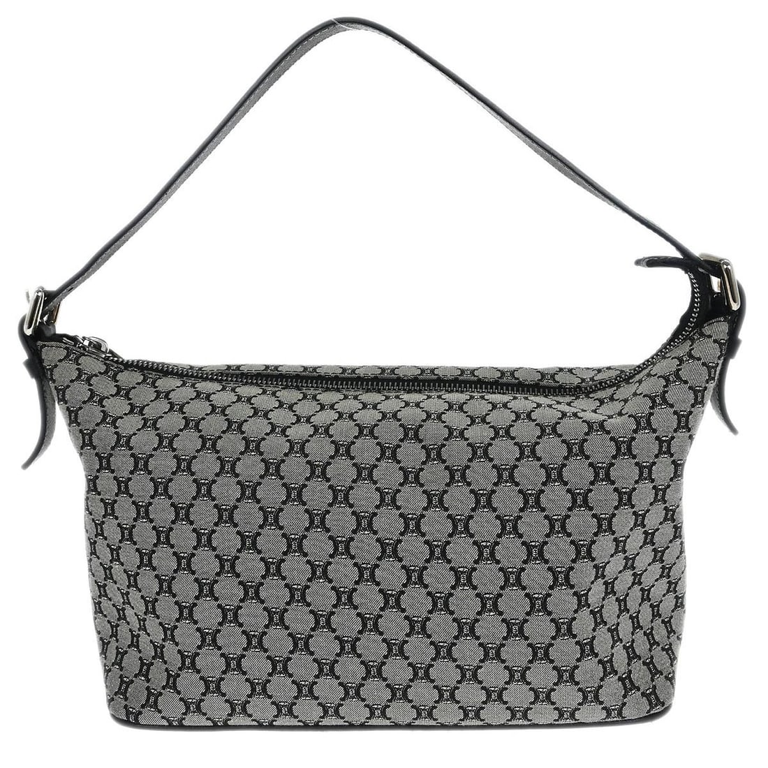 Celine Macadam Black Canvas Small Top Handle Bag CE00/33: Celine Macadam Black Canvas Small Top Handle Bag CE00/33 This Celine Macadam handbag features a black canvas and leather exterior with the signature Macadam pattern. Designed as a small top handle bag