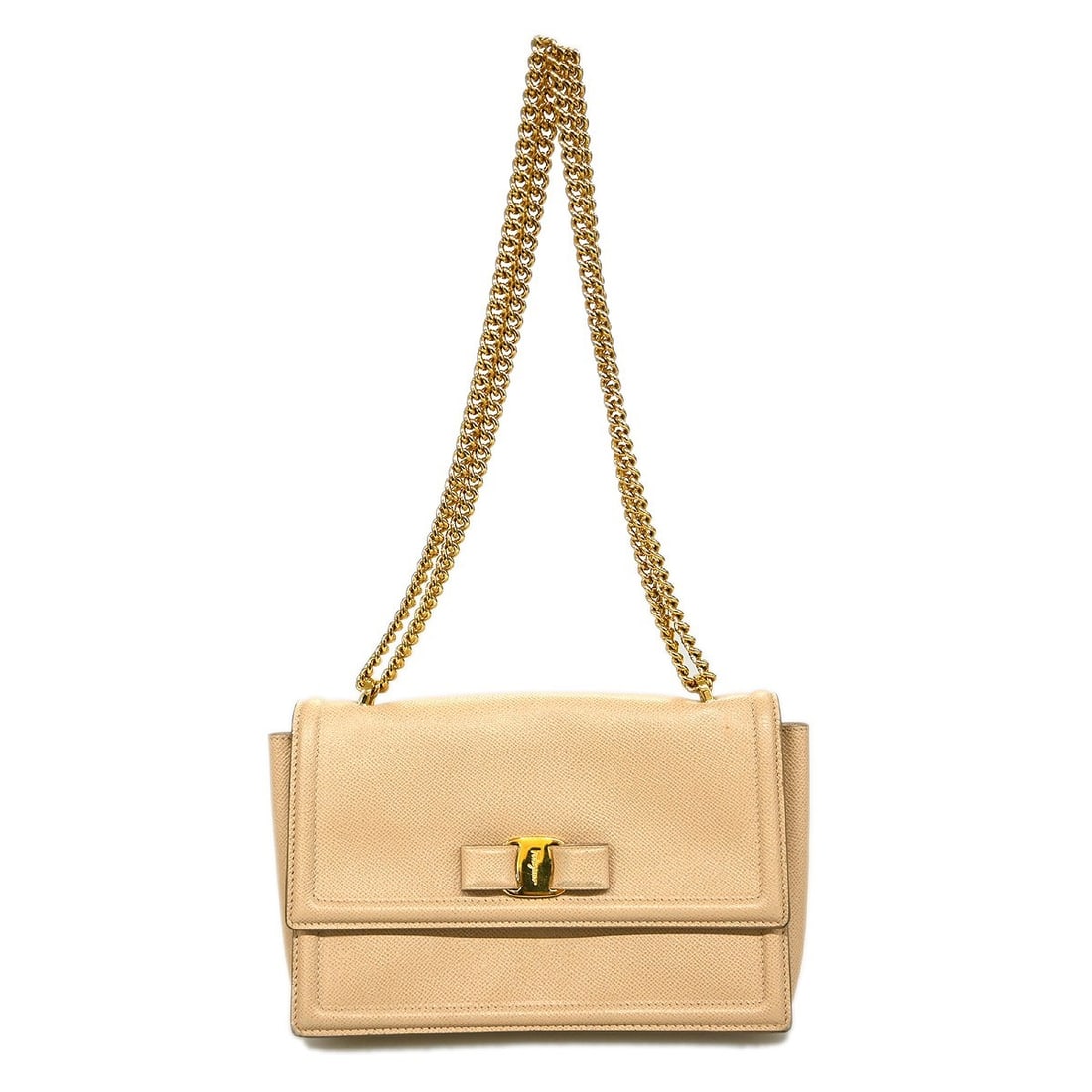 Salvatore Ferragamo Vara Bow Leather Beige Crossbody Shoulder Bag (1 of 11)
