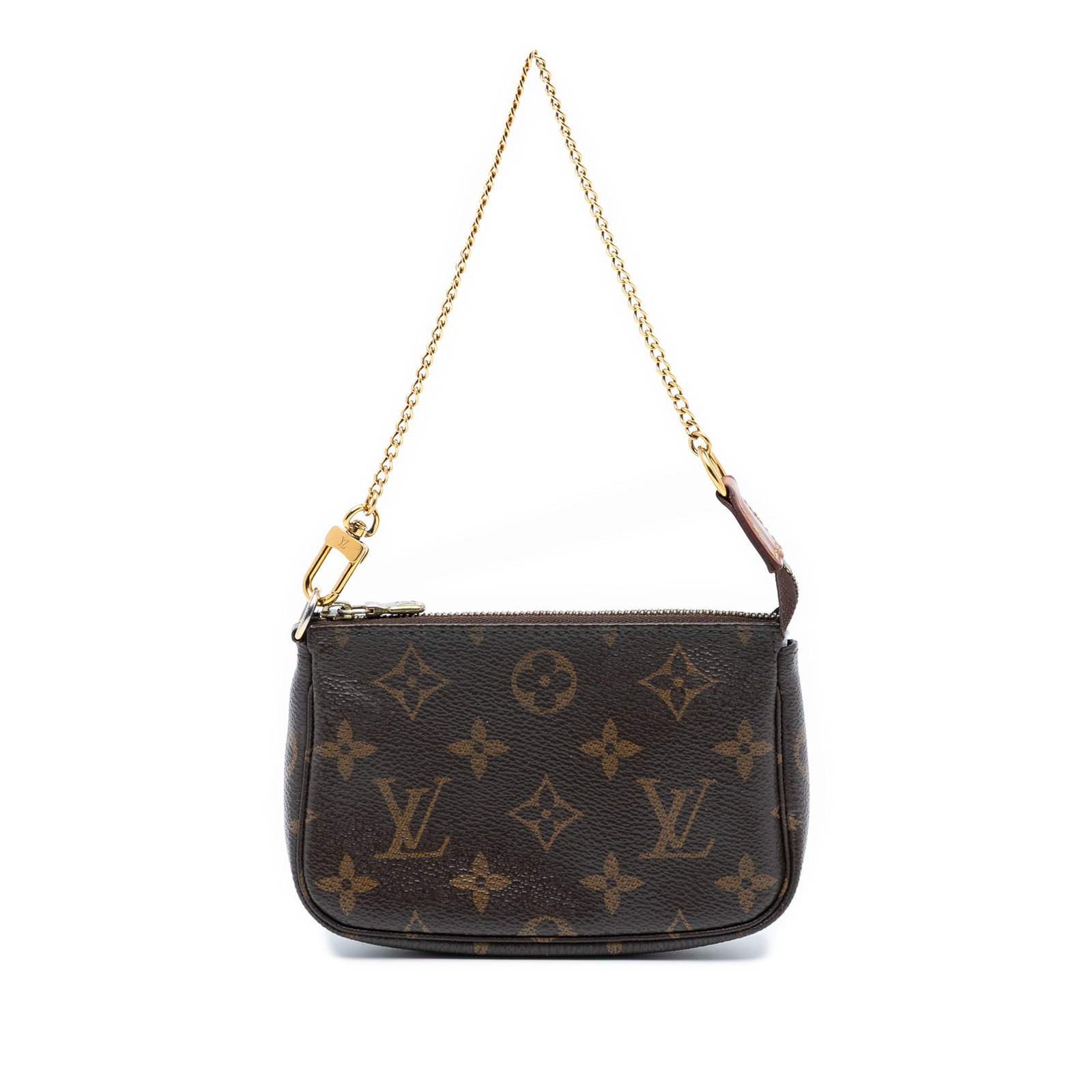 Louis Vuitton Monogram Mini Pochette Accessoires Brown Fabric Bag: Louis Vuitton Monogram Mini Pochette Accessoires Brown Fabric Bag The Louis Vuitton Monogram Mini Pochette Accessoires is an elegant accessory crafted from durable monogram canvas. It features a styli