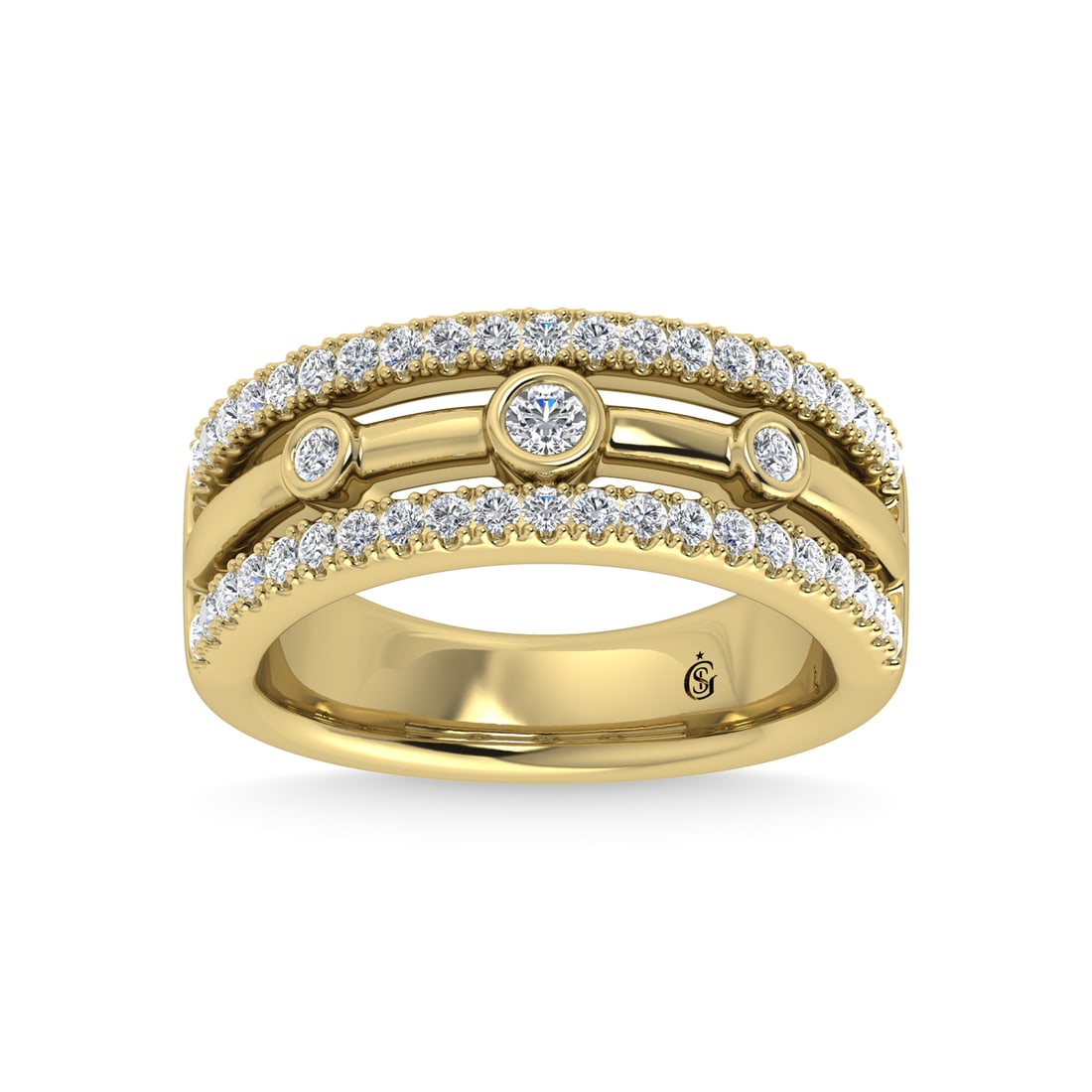 14K Two Tone Diamond 1/2 Ct.Tw. Fashion Band: 14K Two Tone Diamond 1/2 Ct.Tw. Fashion Band 14k Two Tone Stone Color: G-h Stone Clarity: Si2 Each ring is presented in standard size 6.5. Complimentary resizing is available between sizes 510 (in 1/4