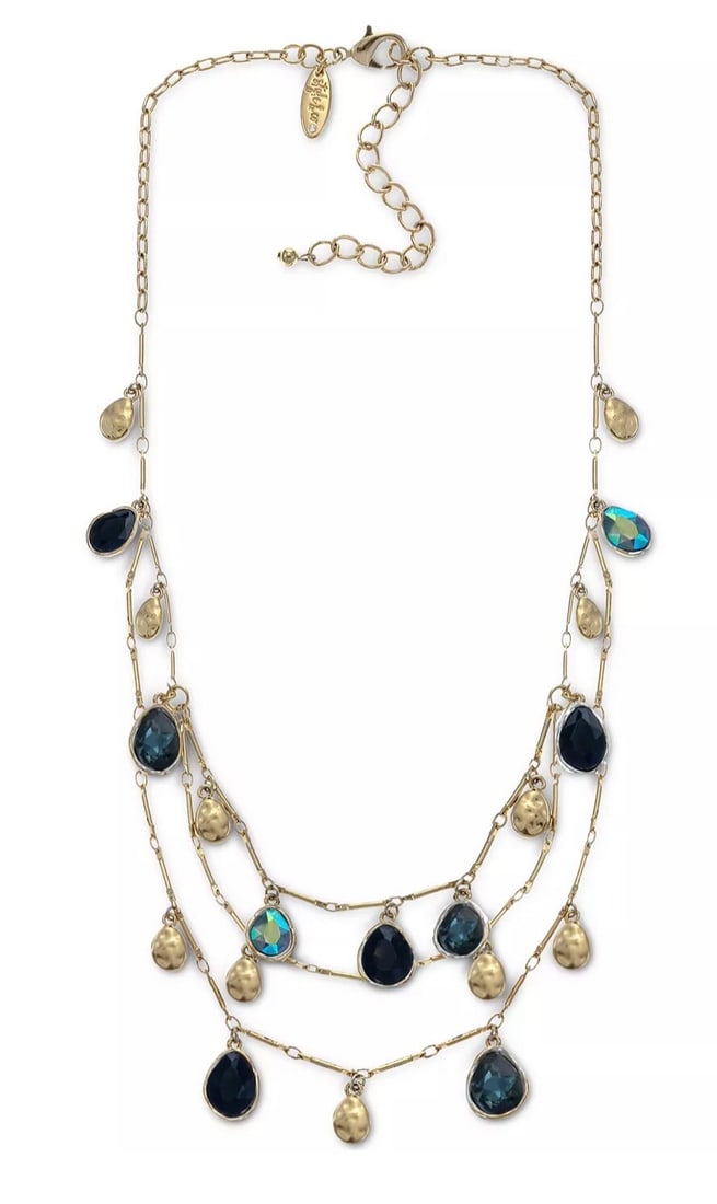 Style&co Hammered Disc Stone Charm Layered Necklace Silver-tone: Style&co Hammered Disc Stone Charm Layered Necklace Silver-tone Elevate your accessory collection with this stylish Hammered Disc & Stone Charm Layered Necklace. This eye-catching piece features a del