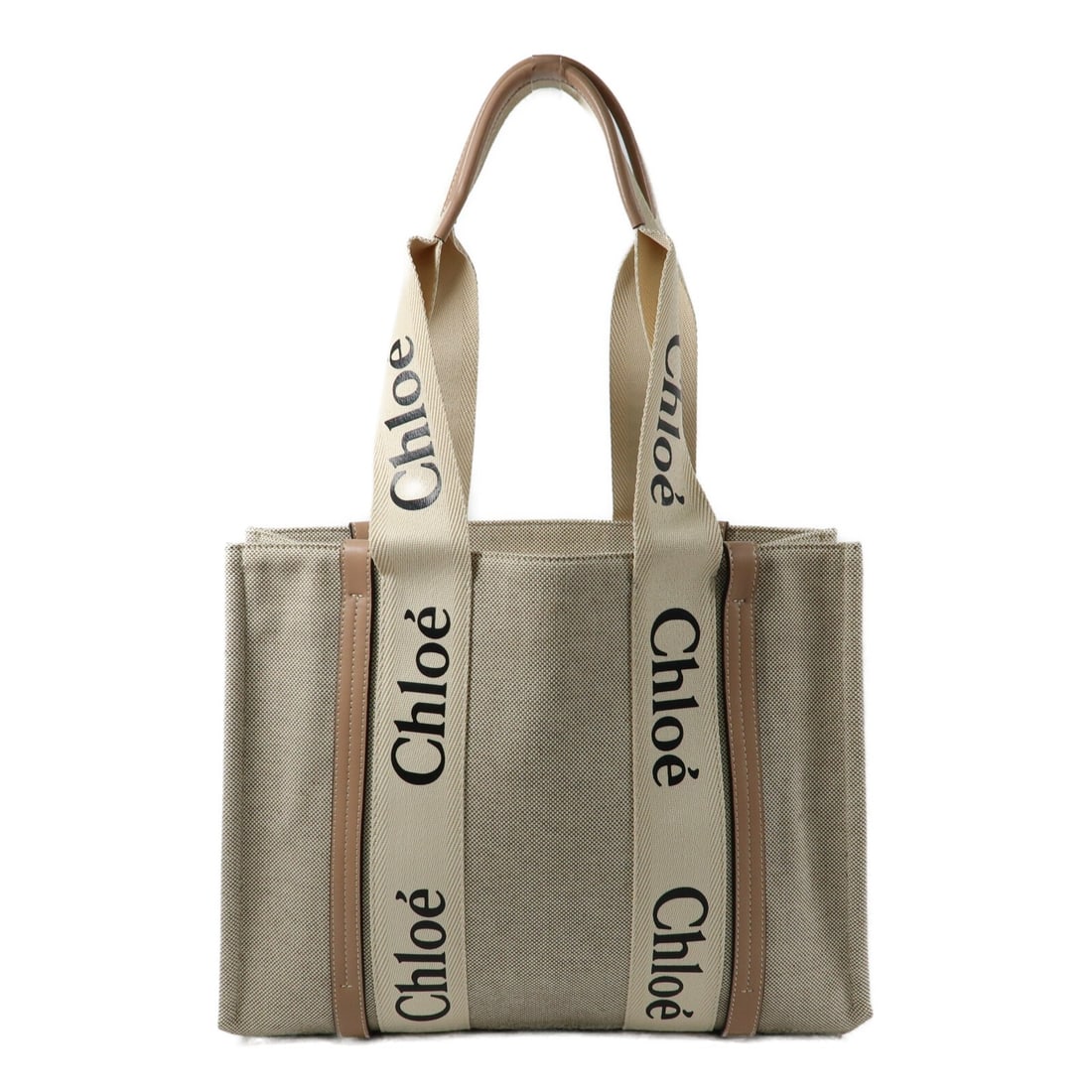 Chloe Beige Canvas Woody Tote Women's Handbag (1 of 13)