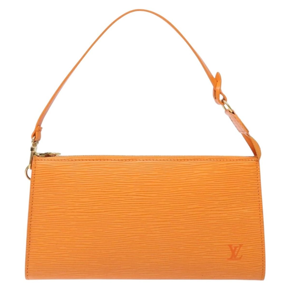 Louis Vuitton orange Epi leather Pochette Accessoires bag France: Louis Vuitton orange Epi leather Pochette Accessoires bag France The Louis Vuitton Pochette Accessoires is crafted from orange Epi leather and features a compact, elegant silhouette. Designed for wome