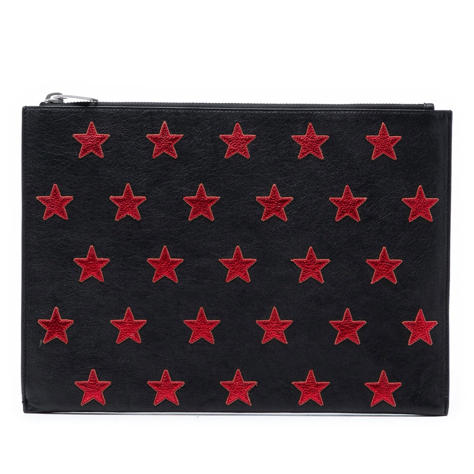 Saint Laurent Star Rider Black Leather Tablet Clutch with Zip Closure (1 of 7)