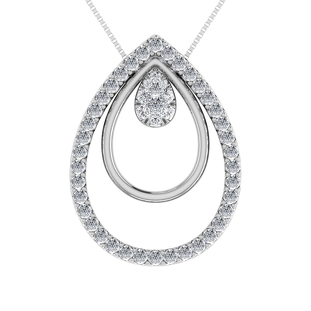 14K White Gold 1/2 Ct.Tw. Diamond Double Slide Pendant: 14K White Gold 1/2 Ct.Tw. Diamond Double Slide Pendant 14k White Gold Stone Color: G-h Stone Clarity: I2 Unless otherwise specified, pendants that include a chain are paired with our standard 18-inch 