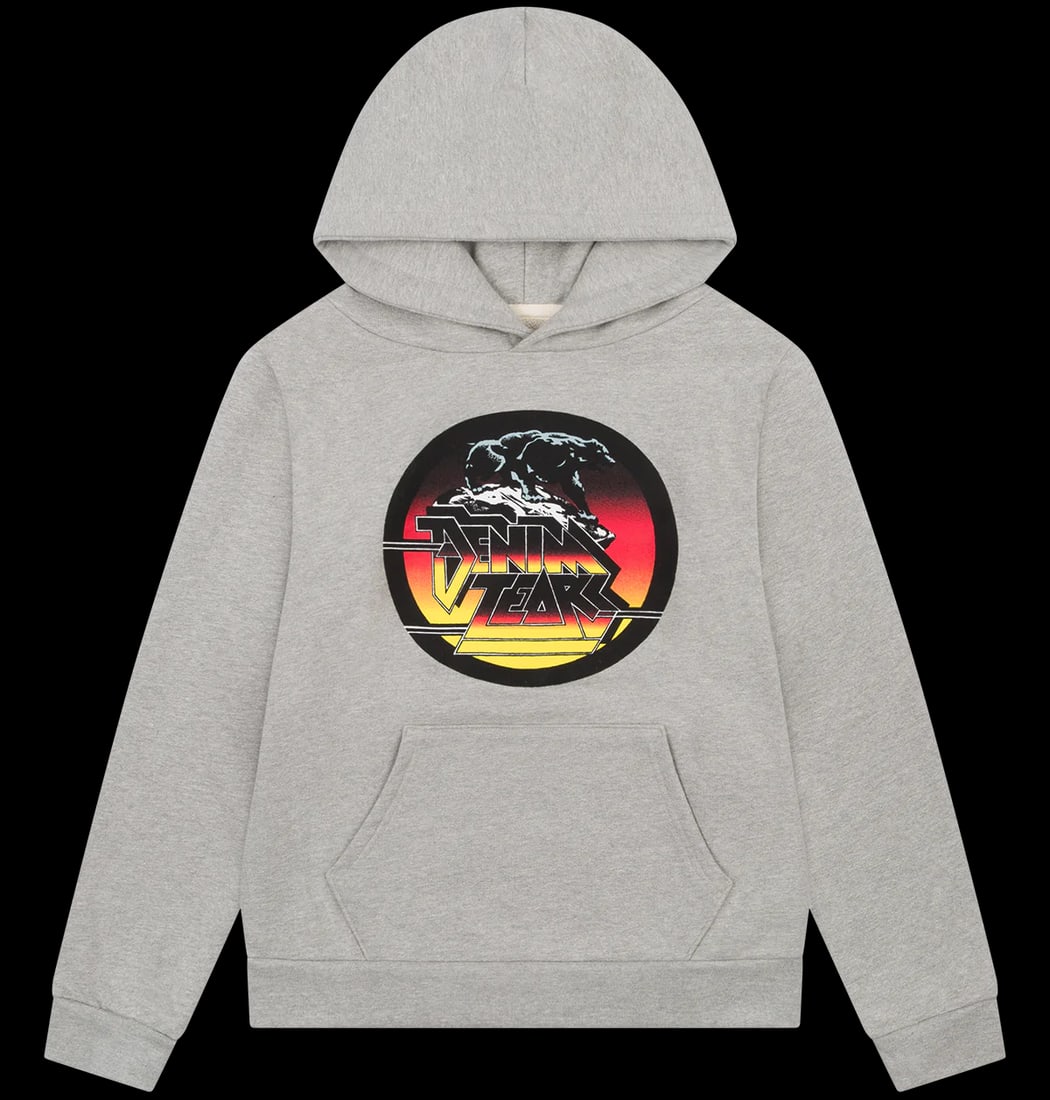 Small Nightlife Grey Hoodie by Denim Tears: Small Nightlife Grey Hoodie by Denim Tears The Denim Tears Nightlife Grey Hoodie is presented in a classic grey color and features a comfortable design. This hoodie is in brand new, unworn condition a