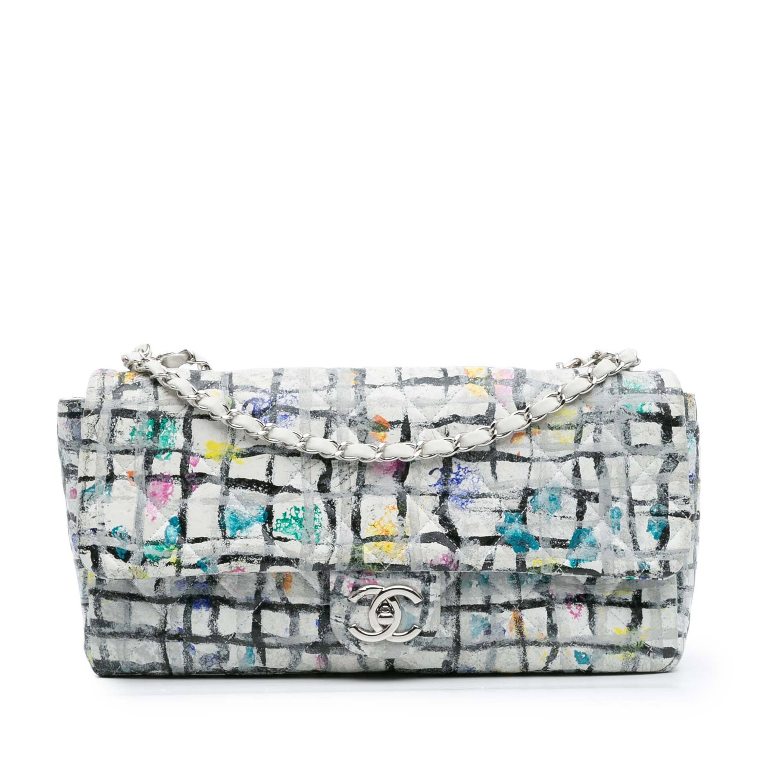 Chanel Medium Hand Painted Graffiti Flap Bag White Leather (1 of 12)