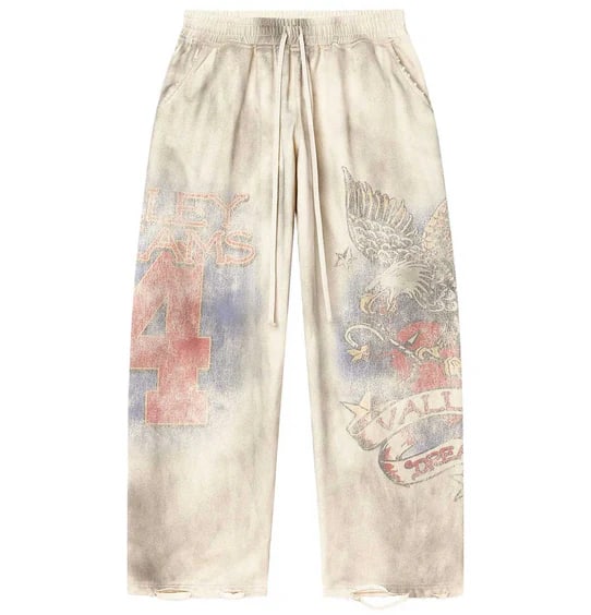 Extra Large Cream Fleece Joggers by Vale Nostalgia with Distressed Cuffs (1 of 1)