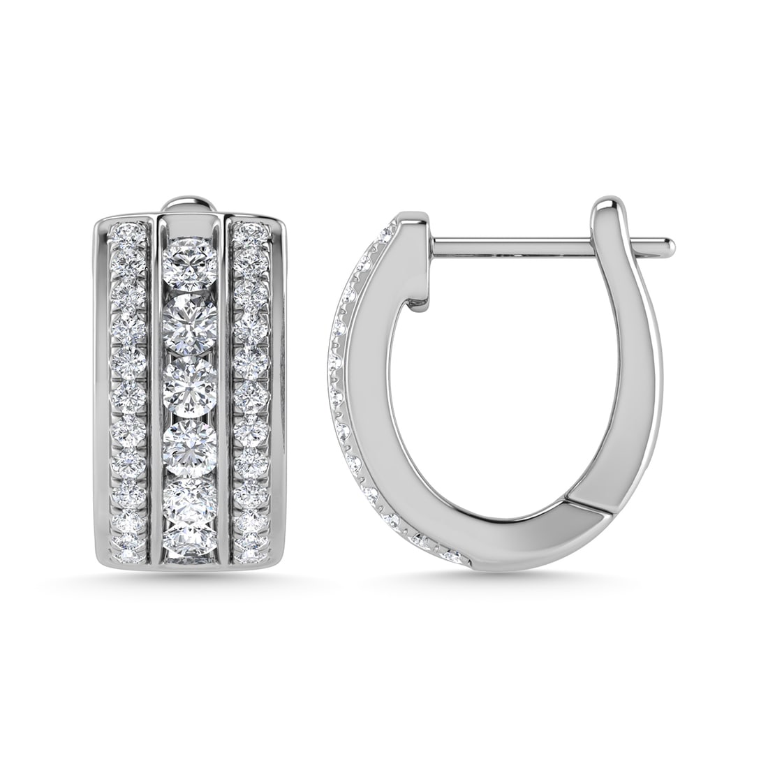 Diamond 1 1/2 Ct.Tw. Hoop Earrings in 14K White Gold: Diamond 1 1/2 Ct.Tw. Hoop Earrings in 14K White Gold 14k White Gold Stone Color: G-h Stone Clarity: Si2 PLEASE NOTE: Framed, Large, or heavy items do not have shipping costs included. The exact shippi