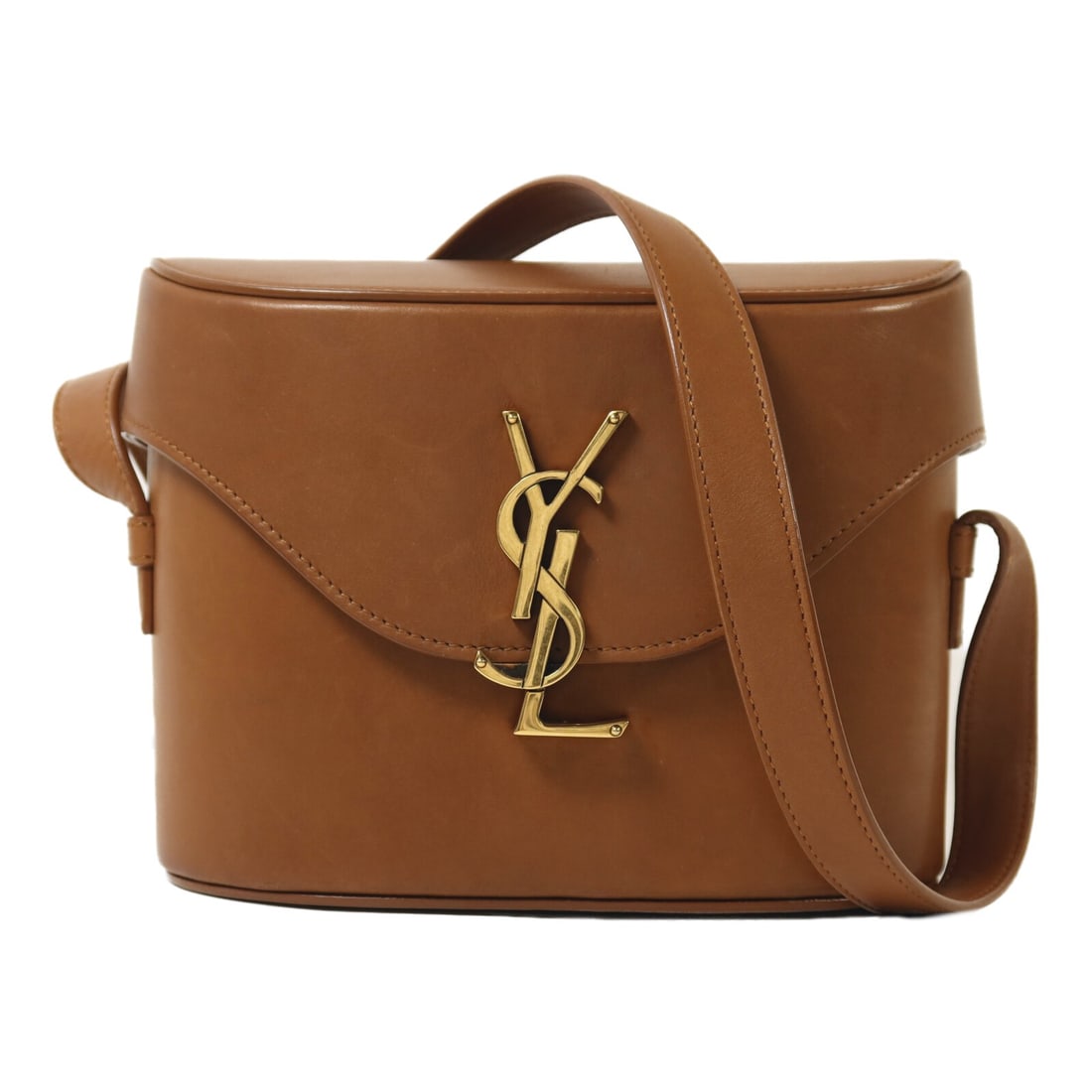 Saint Laurent June Brown Calfskin Shoulder Bag with Gold Hardware (1 of 18)