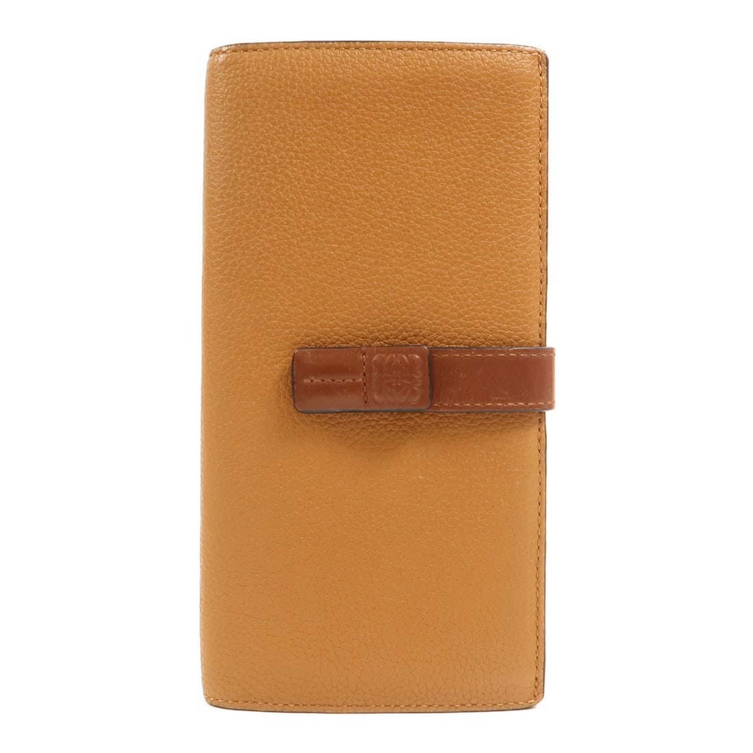 Loewe Large Brown and Red Calfskin Bifold Wallet with Silver Hardware: Loewe Large Brown and Red Calfskin Bifold Wallet with Silver Hardware This LOEWE large vertical bifold wallet is crafted from calfskin leather in a brown and red color combination. Designed for women,