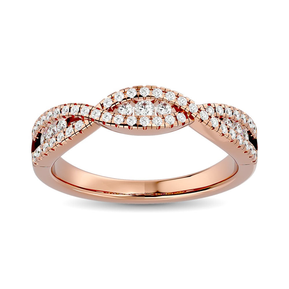 Diamond 1/3 Ct.tw Stackable band in 14K Rose Gold: Diamond 1/3 Ct.tw Stackable band in 14K Rose Gold 14k Rose Gold Stone Color: G-h Stone Clarity: I1 Each ring is presented in standard size 6.5. Complimentary resizing is available between sizes 510 (i