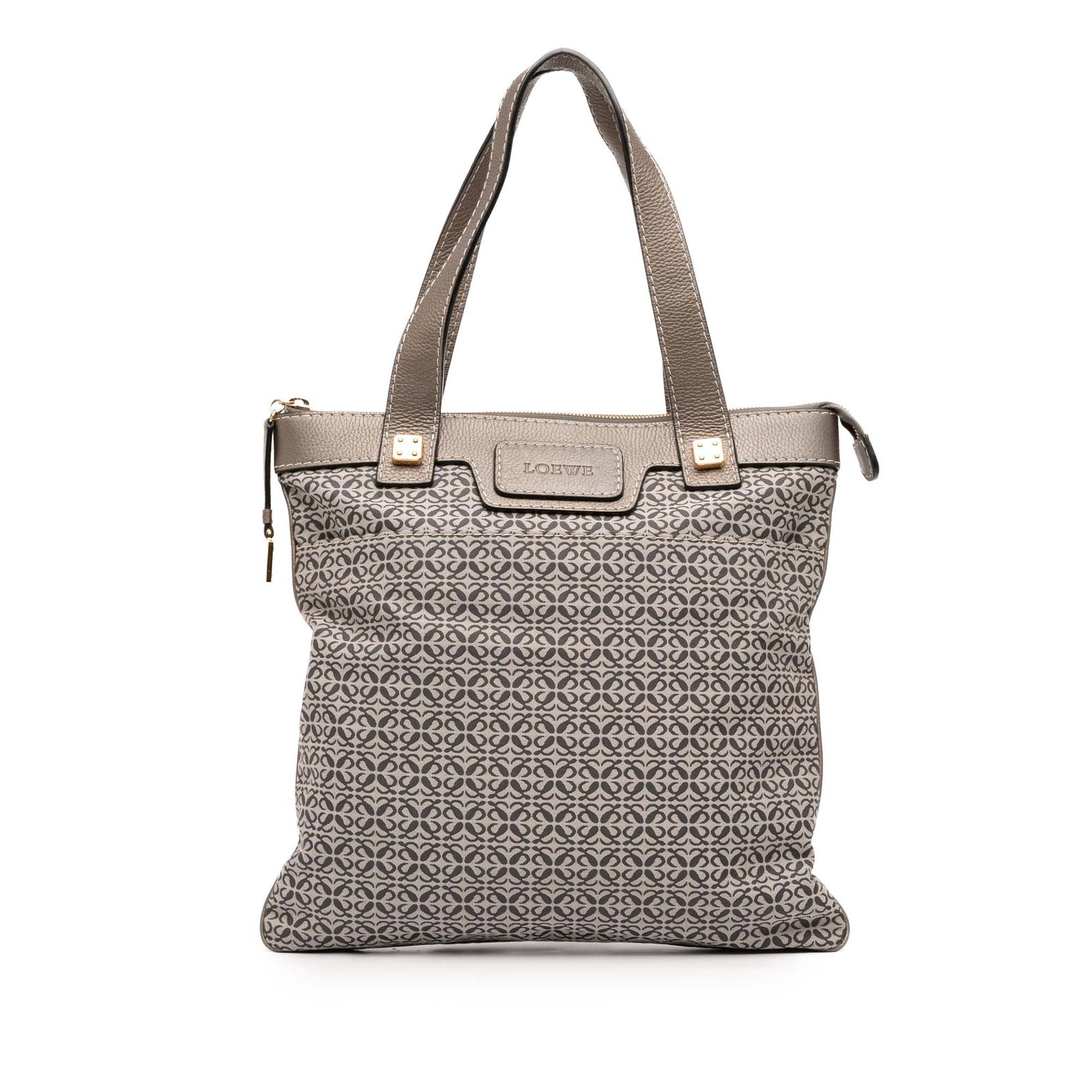 LOEWE Anagram Canvas Tote Brown with Leather Trim (1 of 11)