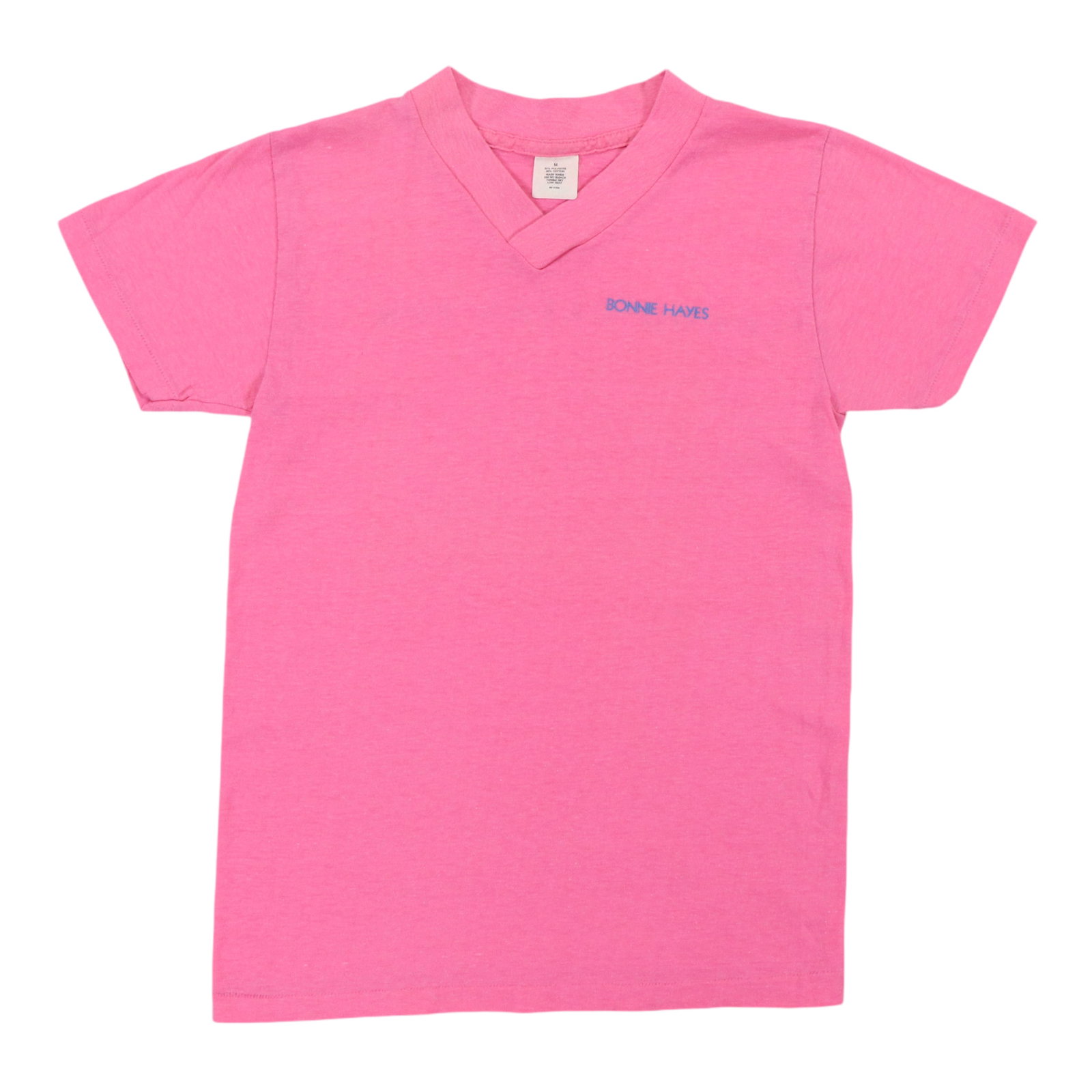 Vintage 1980s Pink Bonnie Hayes Poly Cotton Graphic Shirt Medium: Vintage 1980s Pink Bonnie Hayes Poly Cotton Graphic Shirt Medium This is an original vintage 1980s Bonnie Hayes shirt featuring both front and back graphics. Made from a soft 50/50 poly-cotton blend, 
