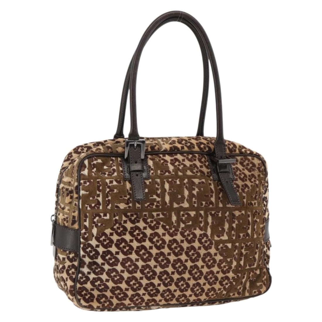 Fendi Unborn Calfskin Brown Beige Women's Handbag Made in Italy: Fendi Unborn Calfskin Brown Beige Women's Handbag Made in Italy This FENDI handbag is crafted from unborn calf skin in a classic brown and beige color combination. Designed for women, it features dual