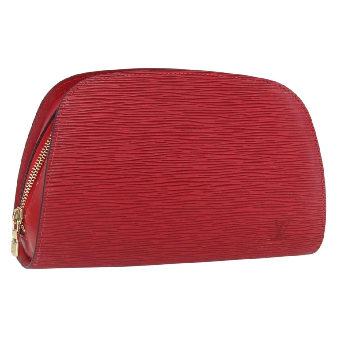 Louis Vuitton Epi Leather Red Dauphine MM Pouch M48457 France: Louis Vuitton Epi Leather Red Dauphine MM Pouch M48457 France This Louis Vuitton Epi Dauphine MM pouch features durable Epi leather in a striking red color. The pouch offers a spacious interior and is