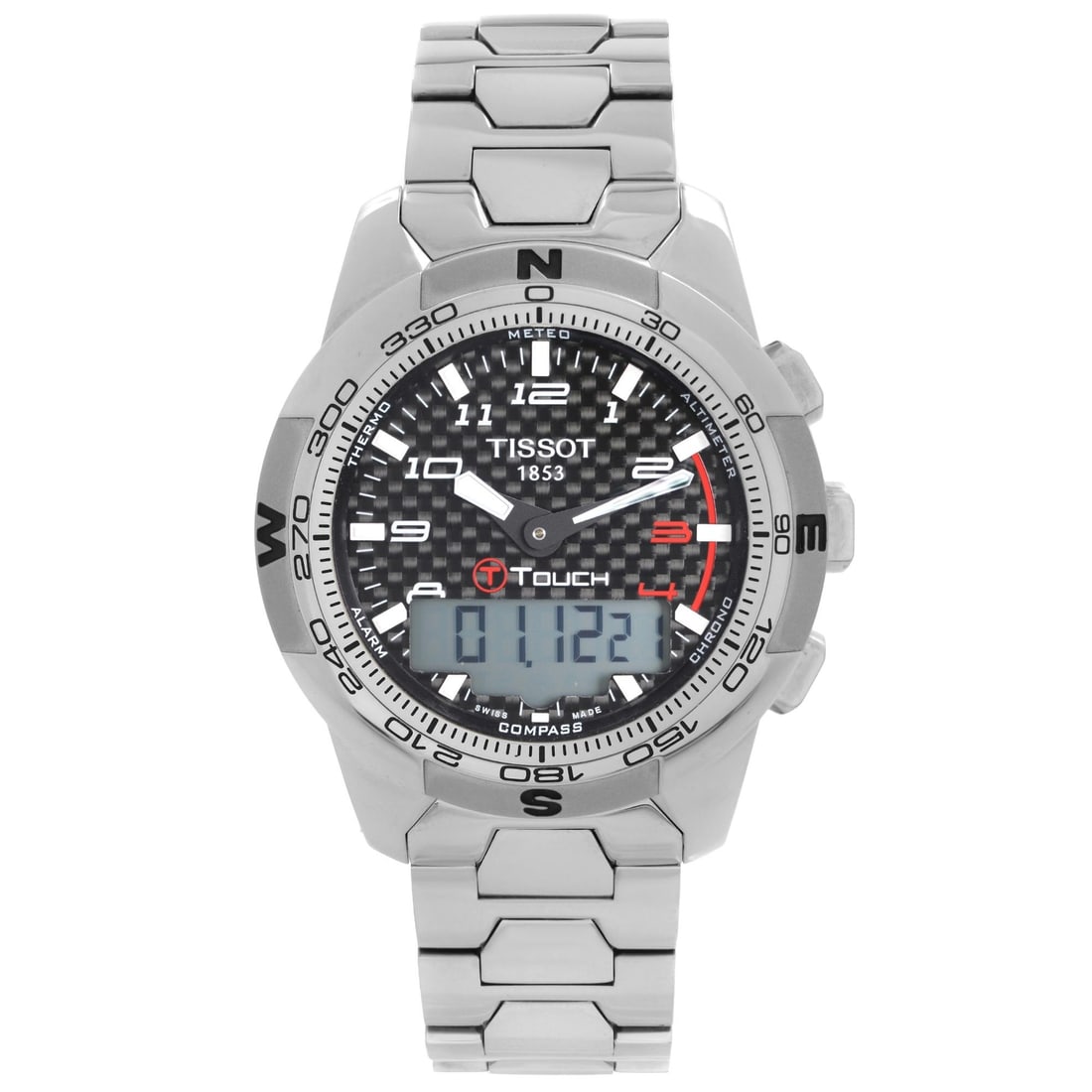 Titanium Sport Wristwatch T-Touch II Black Dial Quartz T047.420.44.207.00: Titanium Sport Wristwatch T-Touch II Black Dial Quartz T047.420.44.207.00 The Tissot T-Touch II Titanium is a men's sport wristwatch featuring a polished titanium case and bracelet with a push-button 