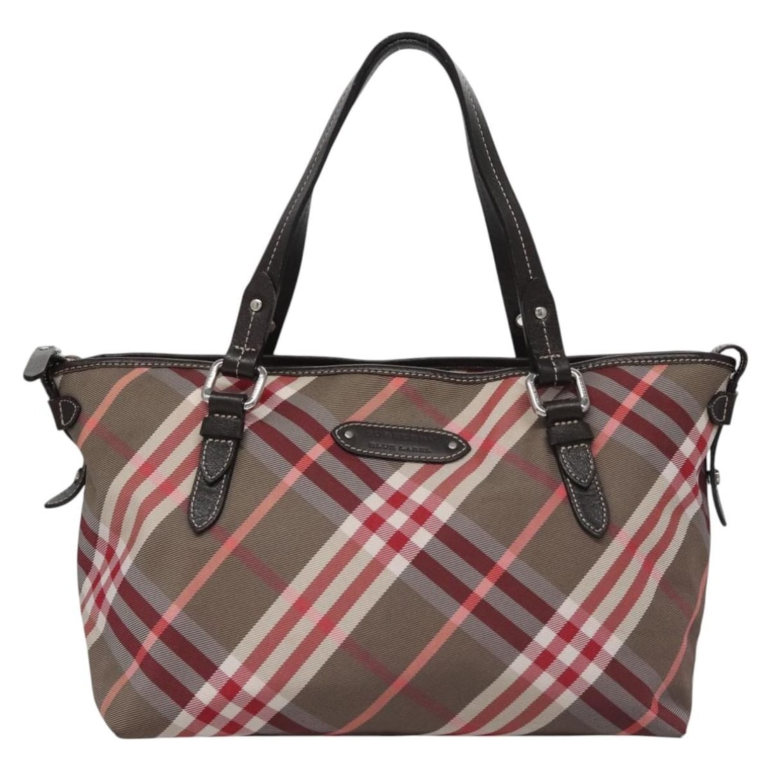 Burberry Nova Check Blue Label Red Nylon Handbag for Women: Burberry Nova Check Blue Label Red Nylon Handbag for Women This Burberry Nova Check Blue Label handbag features a classic red nylon exterior with signature check pattern accents. Designed for women, i
