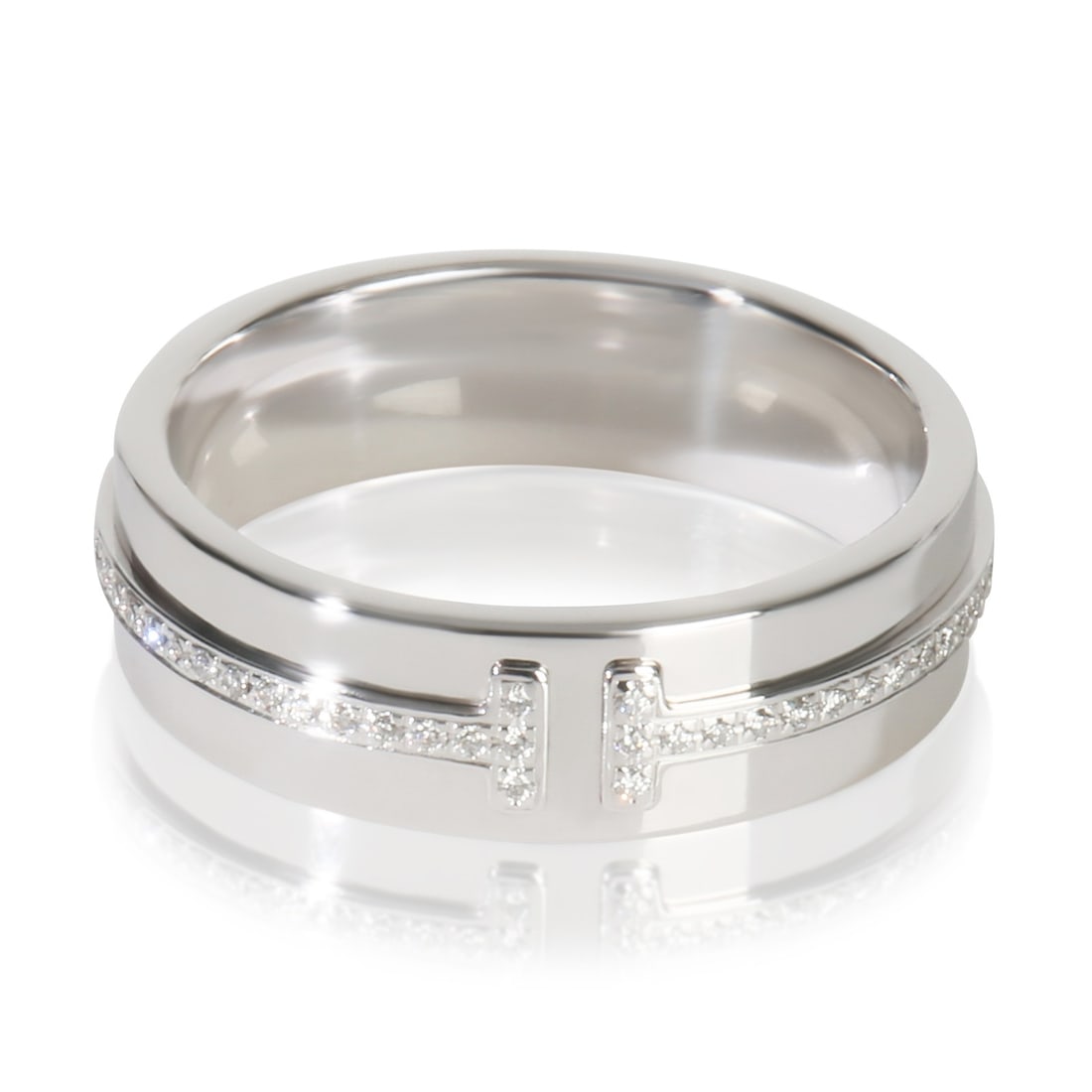 Tiffany T Wide 18k White Gold Diamond Women's Ring with Original Box (1 of 3)