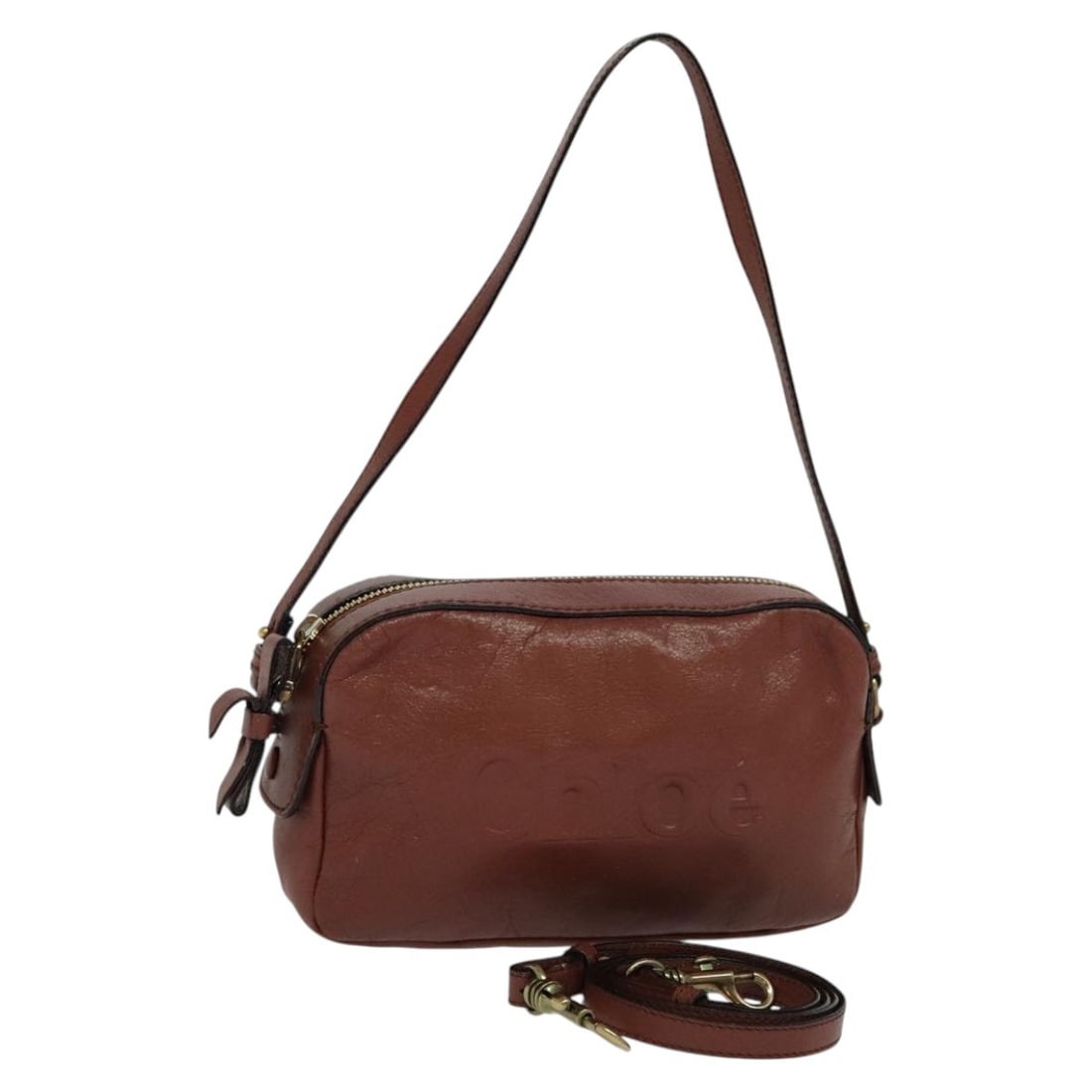 Chloe Shadow brown leather shoulder bag 18cm: Chloe Shadow brown leather shoulder bag 18cm This Chloe Shadow Shoulder Bag features a brown leather exterior and is designed for women. The bag shows signs of use including some out-of-shape areas, r