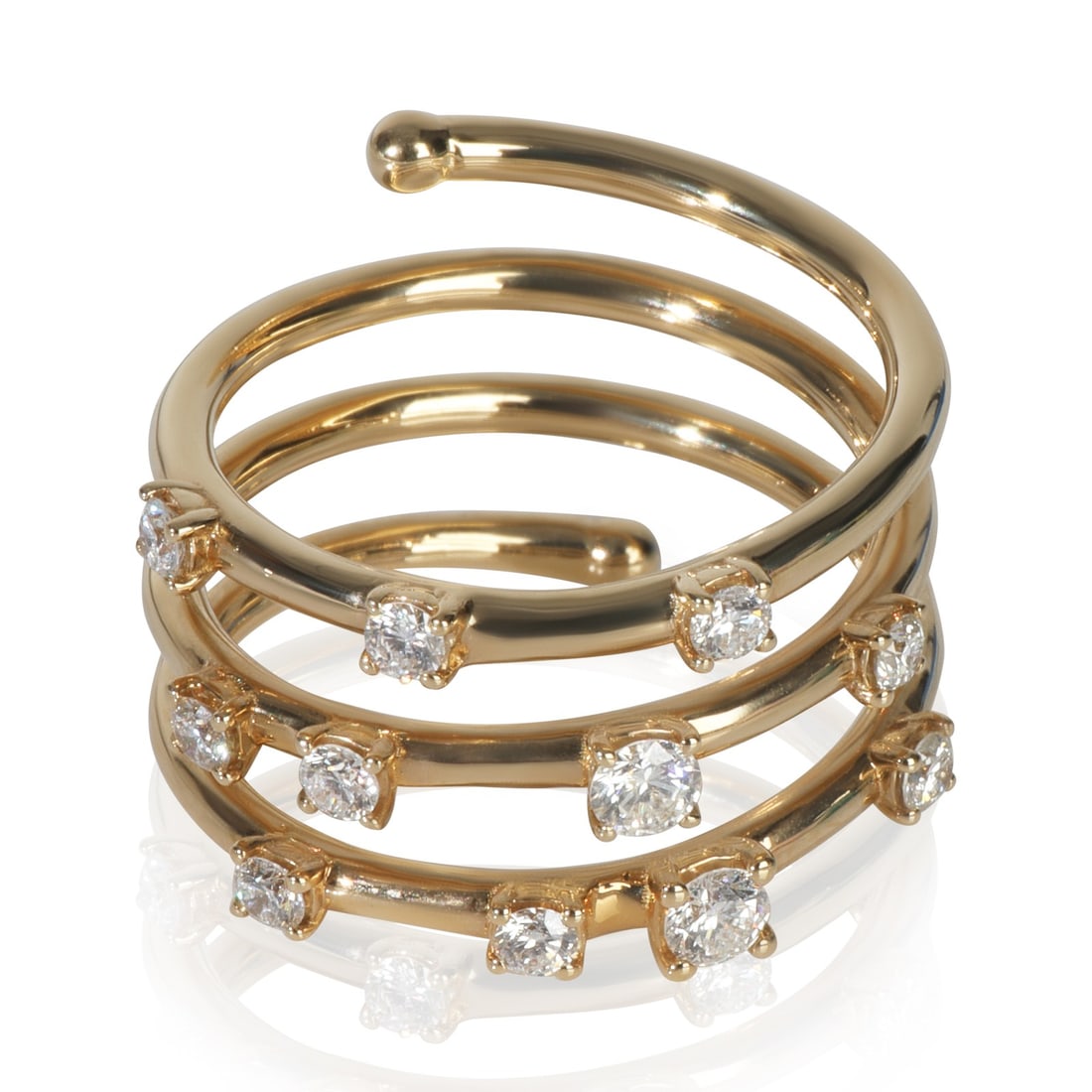 14K Yellow Gold Diamond Flexible Wrap Women's Ring Size 7.5: 14K Yellow Gold Diamond Flexible Wrap Women's Ring Size 7.5 This pre-owned flexible wrap ring features round brilliant white diamonds set in 14K yellow gold. Designed for women, the ring has a total d