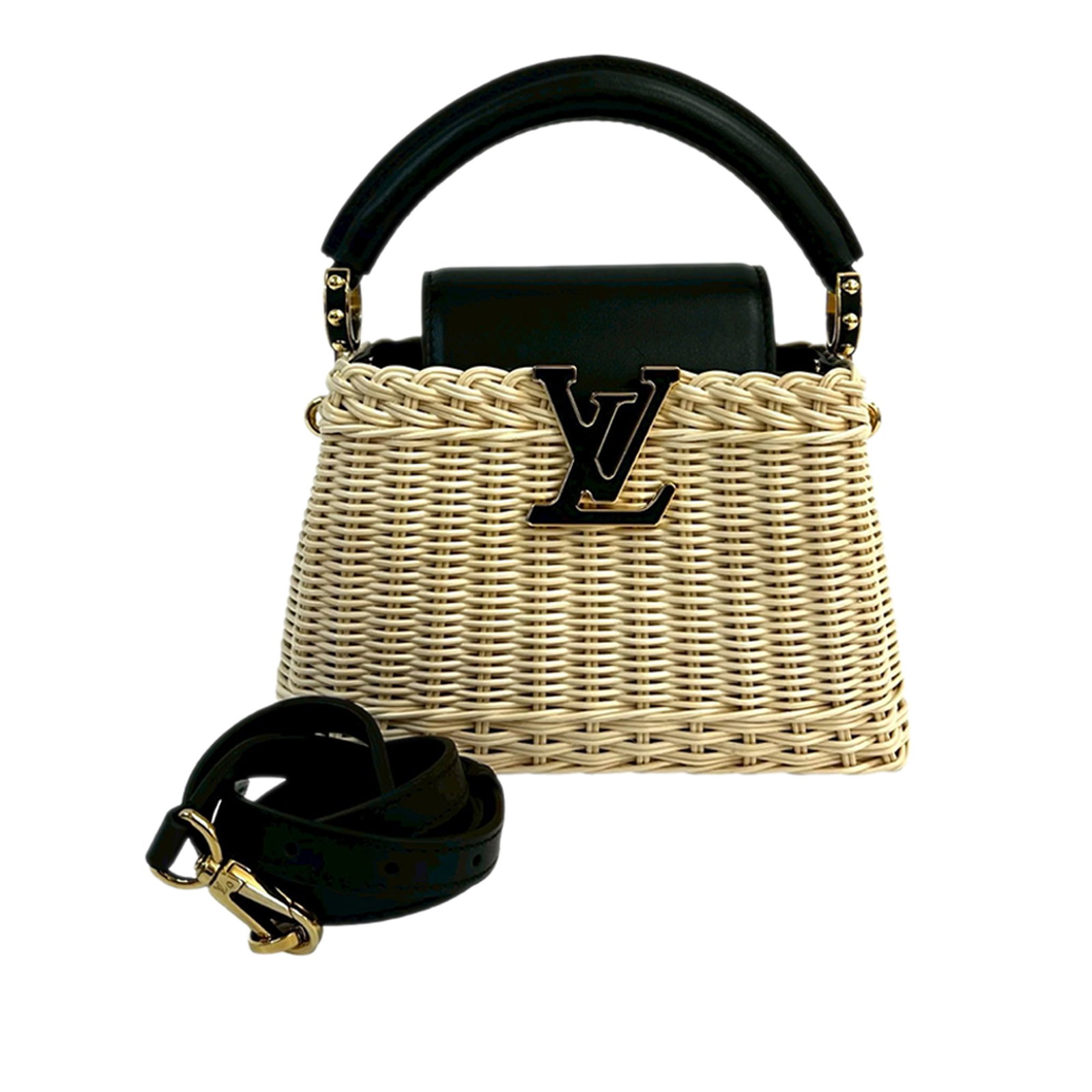 Louis Vuitton Mini Capucines Rattan and Calfskin Handbag with Leather Strap (1 of 9)