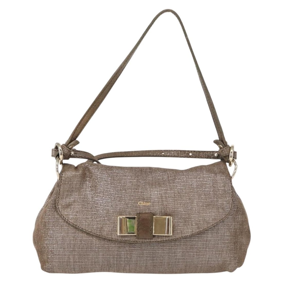 Chloe Lily Silver Canvas Shoulder Bag 20cm x 11cm x 7cm: Chloe Lily Silver Canvas Shoulder Bag 20cm x 11cm x 7cm This pre-owned Chloe Lily handbag is crafted from silver canvas and is designed for women. It features signs of use, including rubbing on the su
