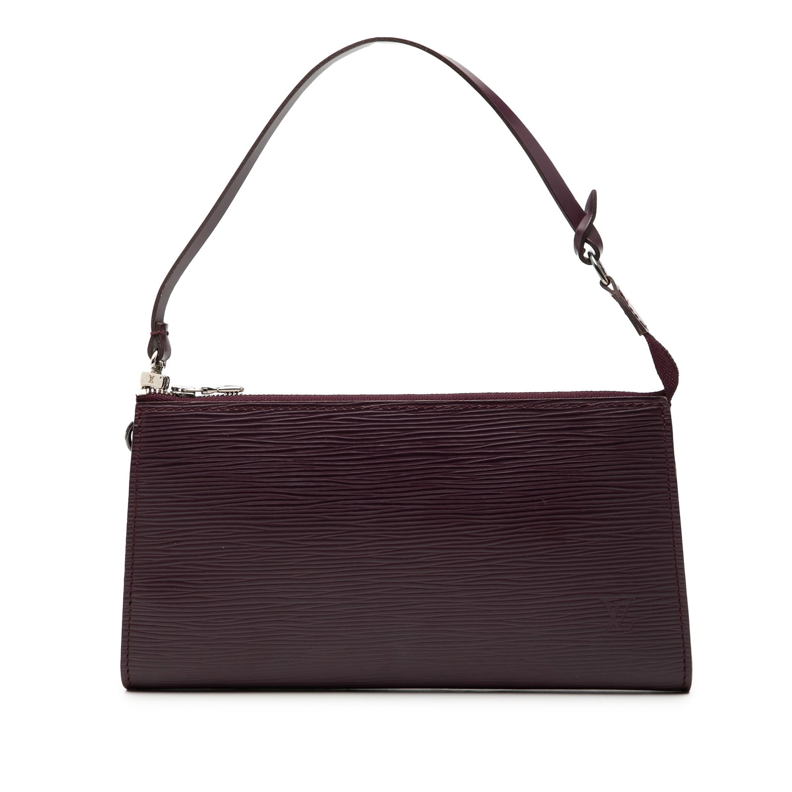 Louis Vuitton Epi Leather Purple Pochette Accessoires Shoulder Bag France: Louis Vuitton Epi Leather Purple Pochette Accessoires Shoulder Bag France This Louis Vuitton Epi Pochette Accessoires features a structured purple epi leather body, a flat leather shoulder strap, and 