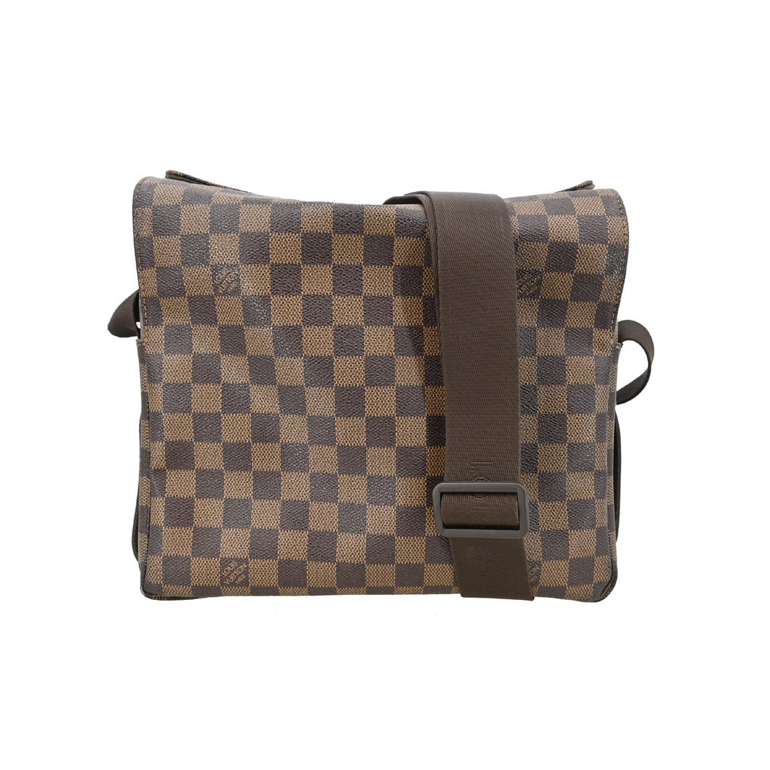Louis Vuitton Damier Naviglio Medium Shoulder Bag Brown Canvas N45255: Louis Vuitton Damier Naviglio Medium Shoulder Bag Brown Canvas N45255 This Louis Vuitton Damier Naviglio shoulder bag features a classic check pattern in brown canvas with Alcantara lining. Designed i