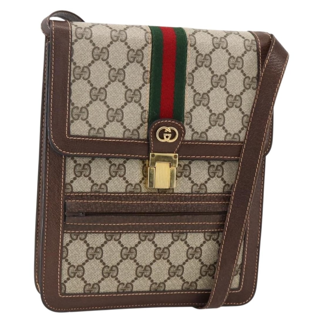 Gucci GG Supreme Beige Gold PVC Leather Shoulder Bag Italy: Gucci GG Supreme Beige Gold PVC Leather Shoulder Bag Italy This GUCCI GG Supreme shoulder bag is crafted from beige and gold PVC leather with GG canvas accents. Designed for women, it features a class