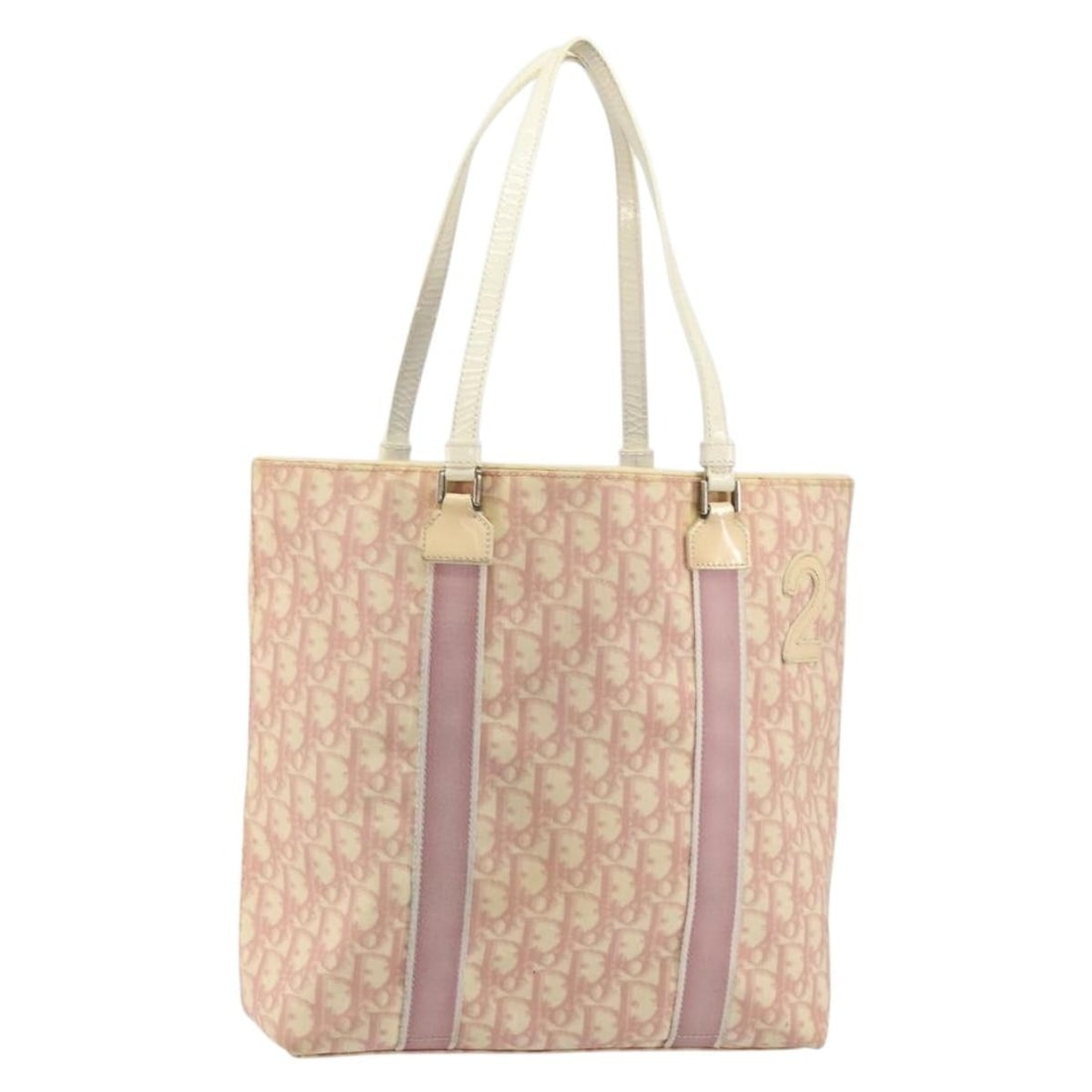 Christian Dior Pink Silver Trotter Canvas Tote Bag Authentic Italy: Christian Dior Pink Silver Trotter Canvas Tote Bag Authentic Italy This Christian Dior Trotter Canvas Romantic Tote Bag is a stylish accessory crafted from PVC leather and Trotter canvas. Featuring a 