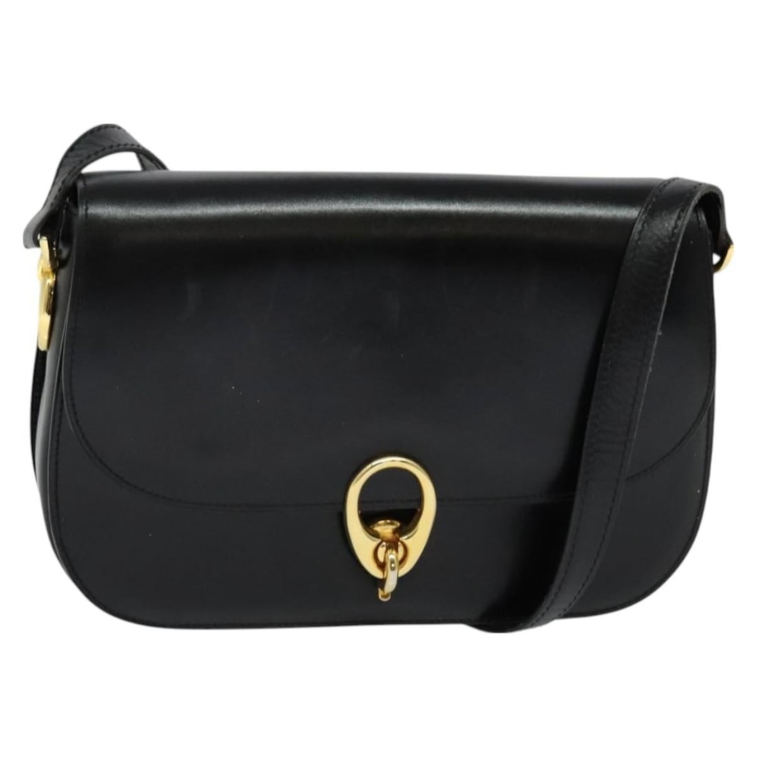 CELINE Black Leather Shoulder Bag with Gold Accents Auth: CELINE Black Leather Shoulder Bag with Gold Accents Auth This CELINE shoulder bag showcases a sleek black leather exterior accented with gold details, perfect for adding a touch of luxury to your ense