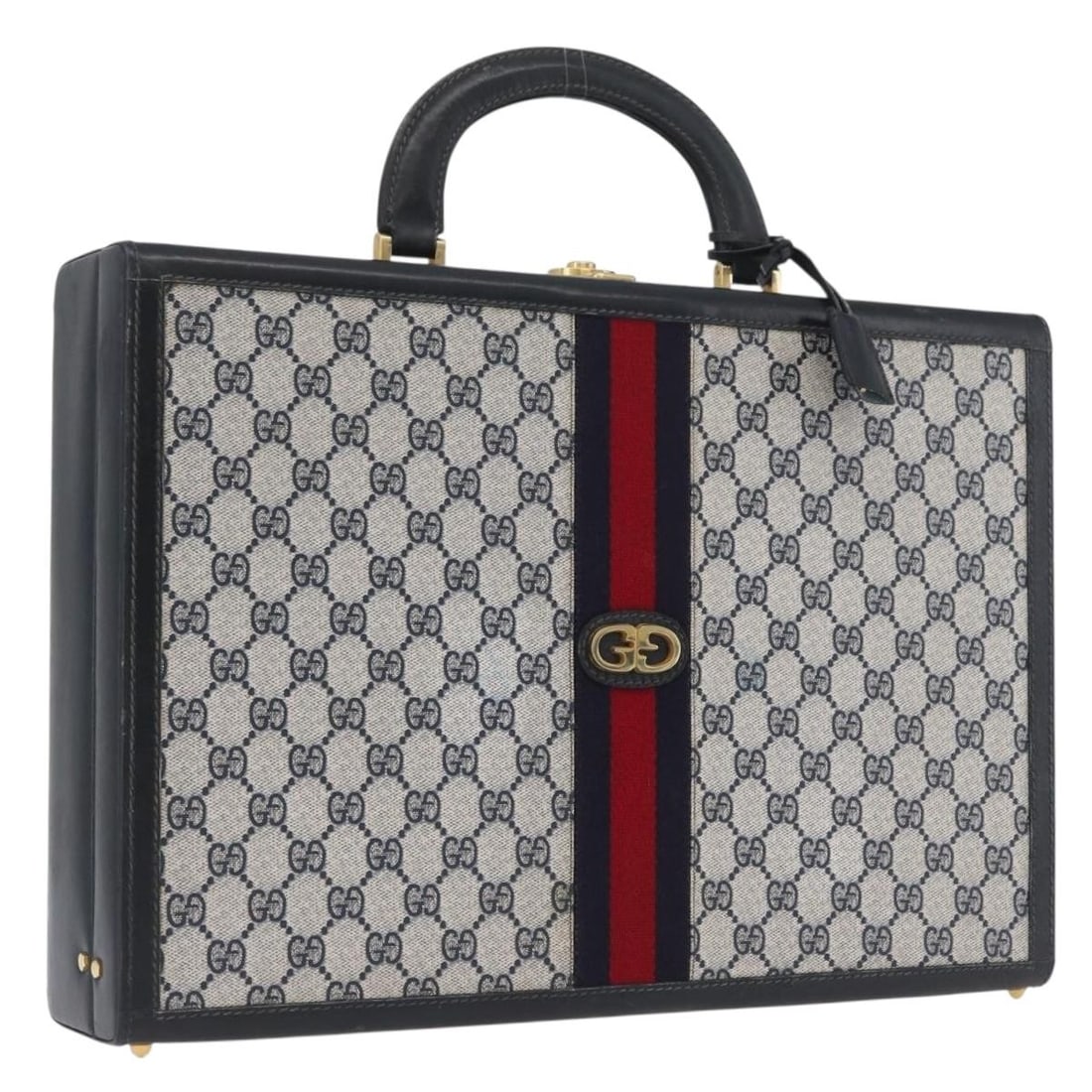Gucci GG Supreme Sherry Line Navy PVC Trunk with Key and Clochette (1 of 18)