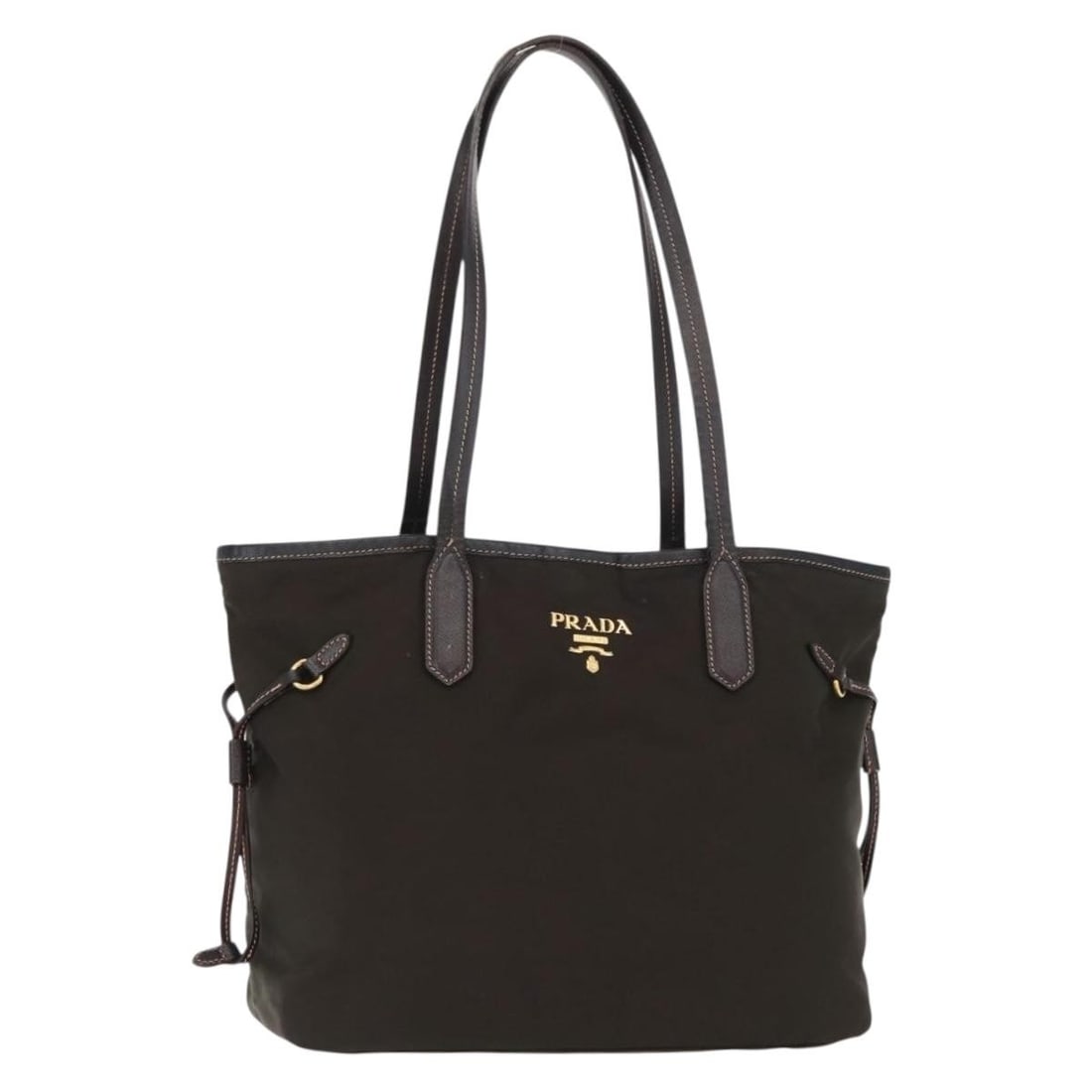 Prada Green Nylon Tote with Gold Accents Italy: Prada Green Nylon Tote with Gold Accents Italy This PRADA tote bag for women is crafted from green nylon with gold-tone accents. Made in Italy, it features a spacious interior and dual handles with a 